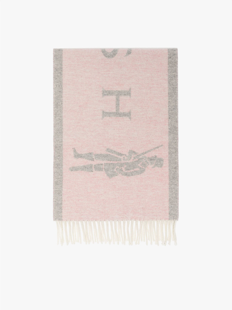 EDINBURGH PINK WOOL LOGO SCARF 1
