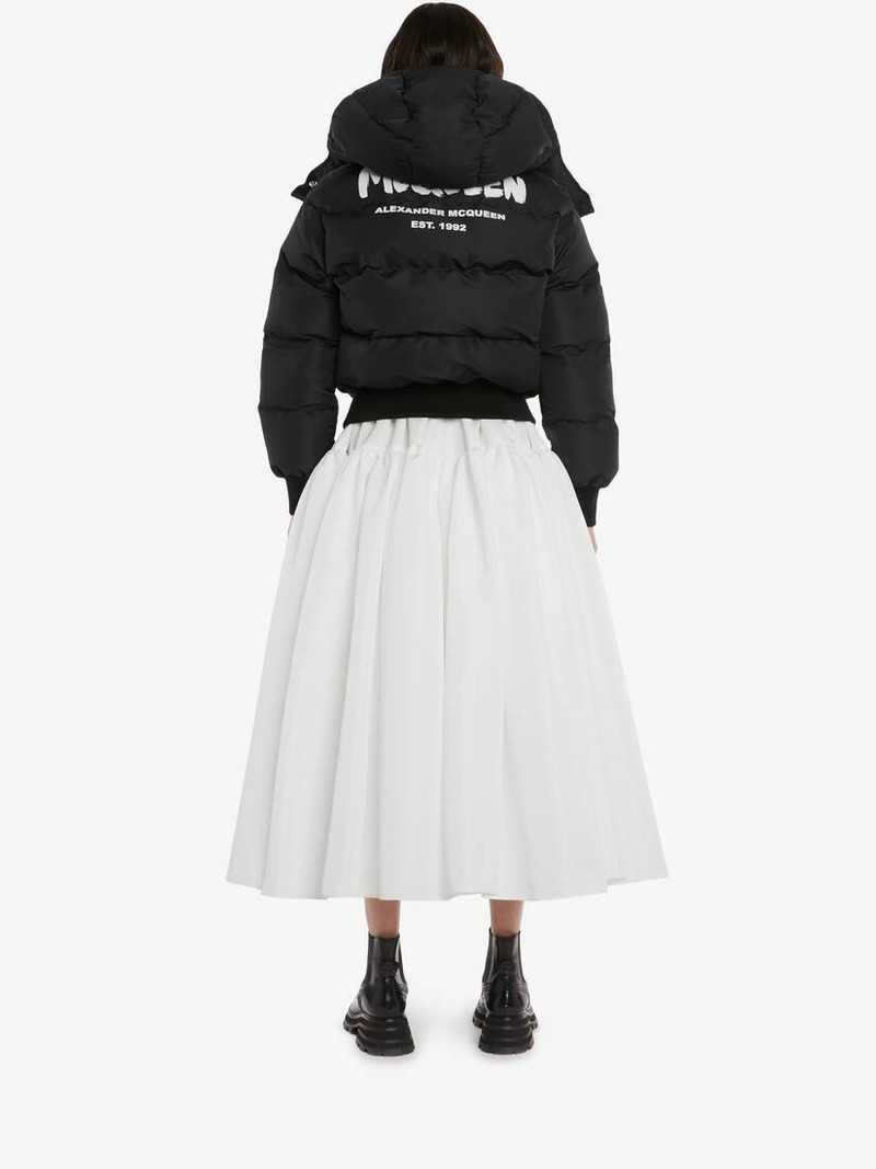 Mcqueen Graffiti Puffer Jacket in Black 4