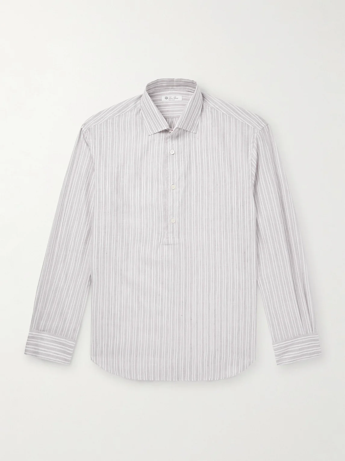 Raffaele Striped Cotton and Linen-Blend Half-Placket Shirt - 1
