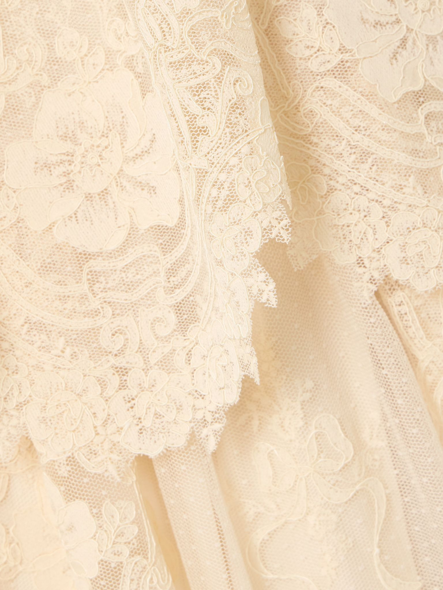 Tiered lace midi dress Cream - 4