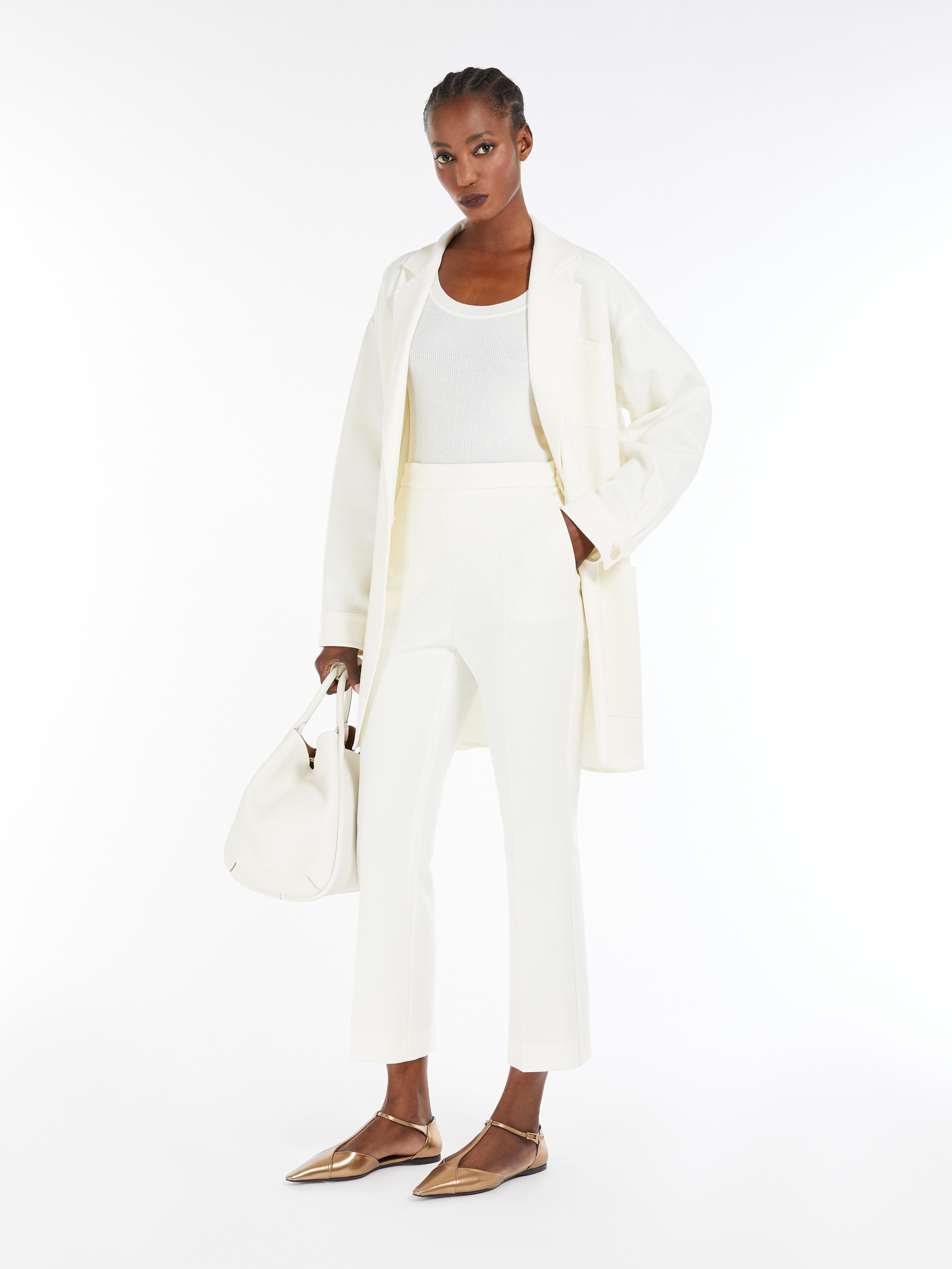 ☆MaxMara☆直営店買付☆Oversized Jacket Wool Canvas/ORLAYA Oversize stretch-wool canvas jacket, white | 