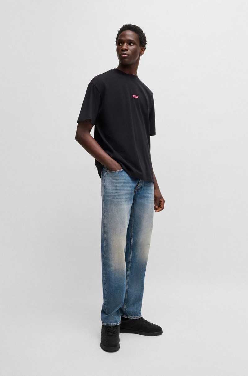 HUGO REGULAR-FIT JEANS IN MID-BLUE STONEWASHED DENIM outlook