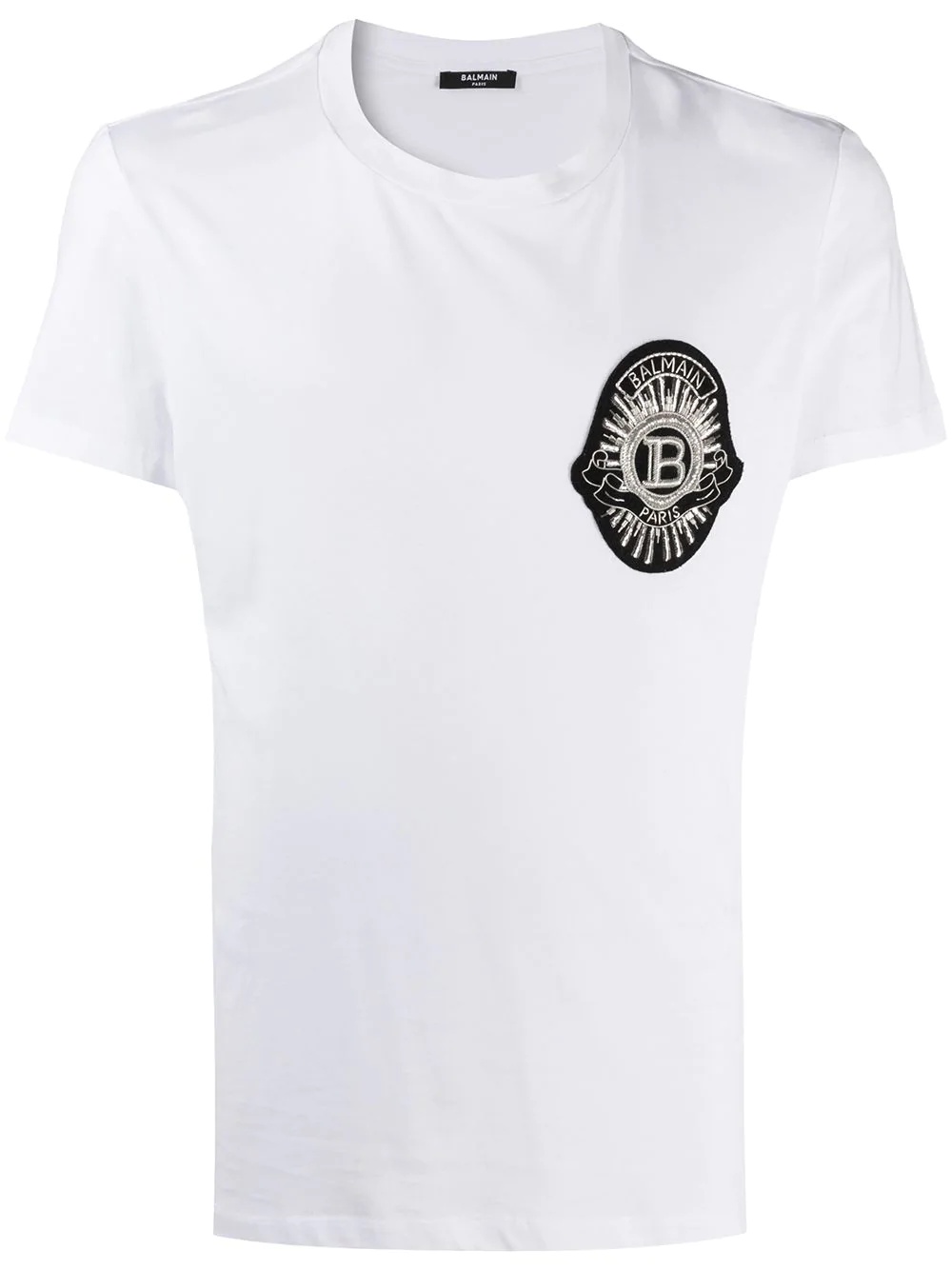 beaded embroidered logo T-shirt - 1