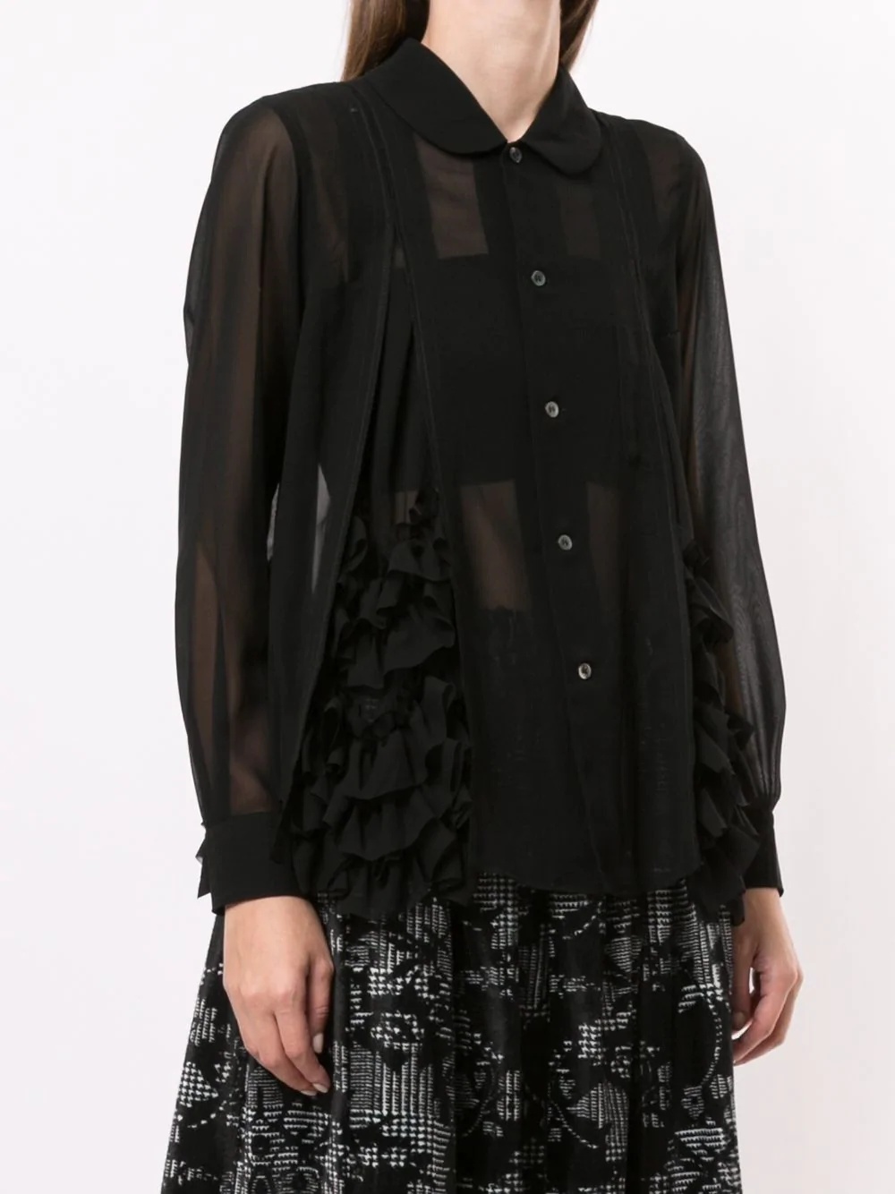 sheer shirt with ruffle detail - 3