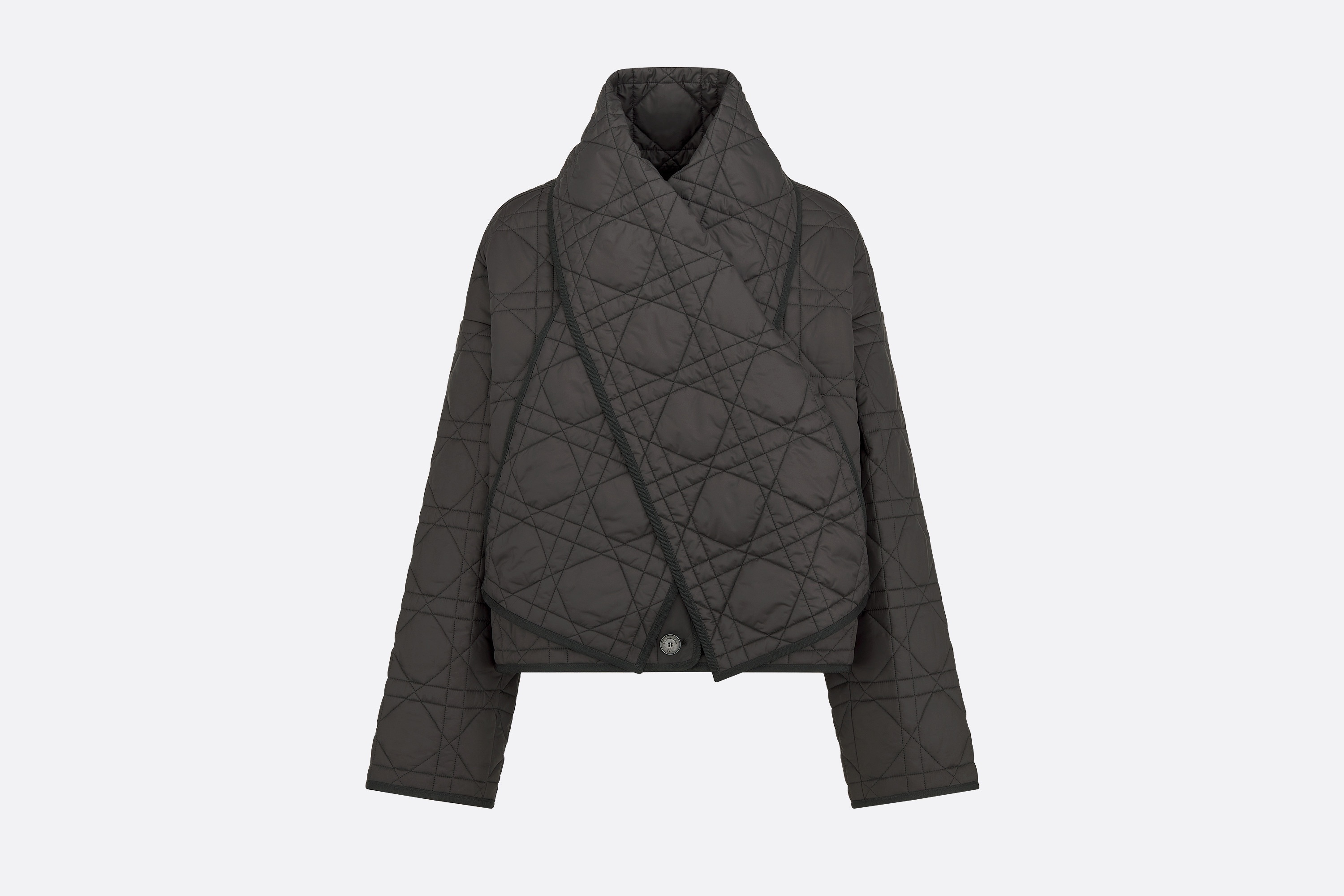 【23AW NEW】Dior_women / MACROCANNAGE ピーコート / Black Macrocannage Peacoat Black Quilted Technical Taffeta | DIOR