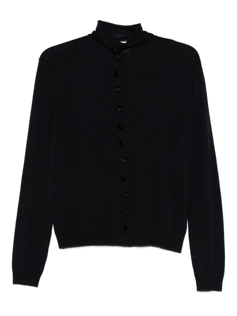 high-neck buttoned cardigan 1