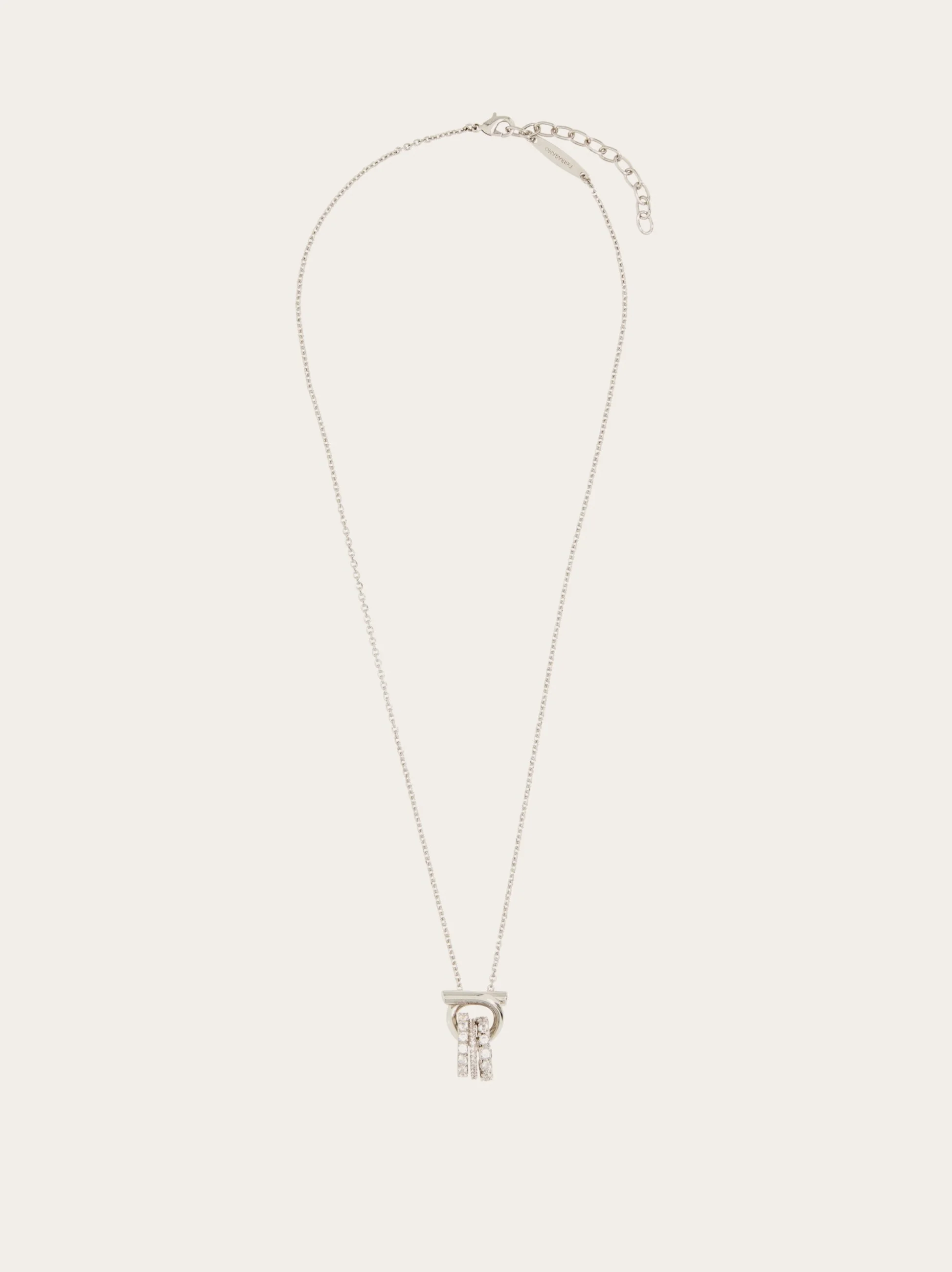 Gancini pendant necklace with crystal rings - 1