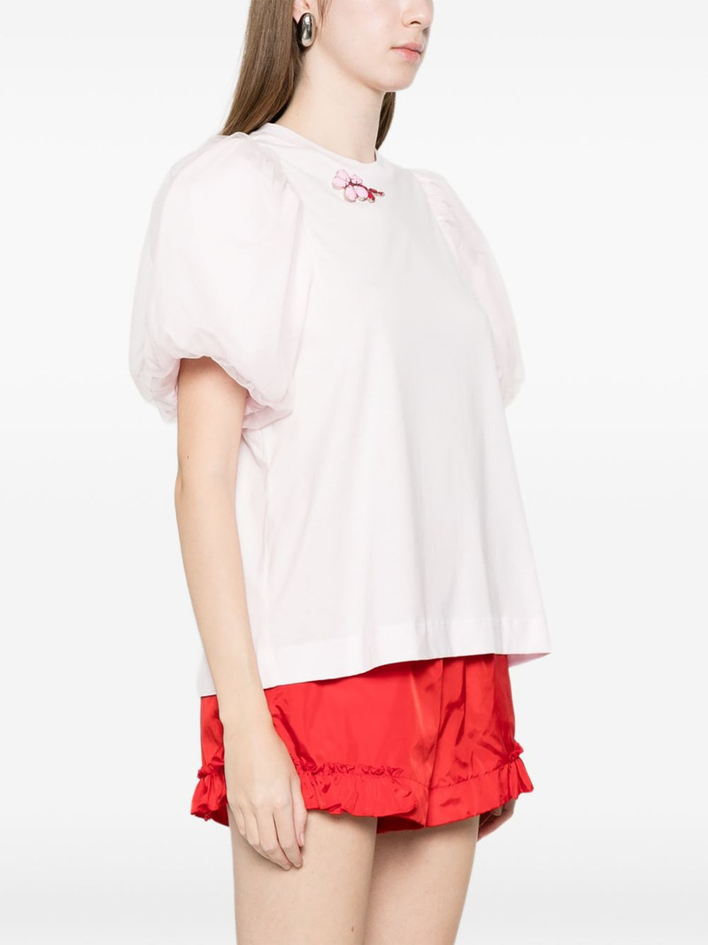 puff-sleeve flower T-shirt 3