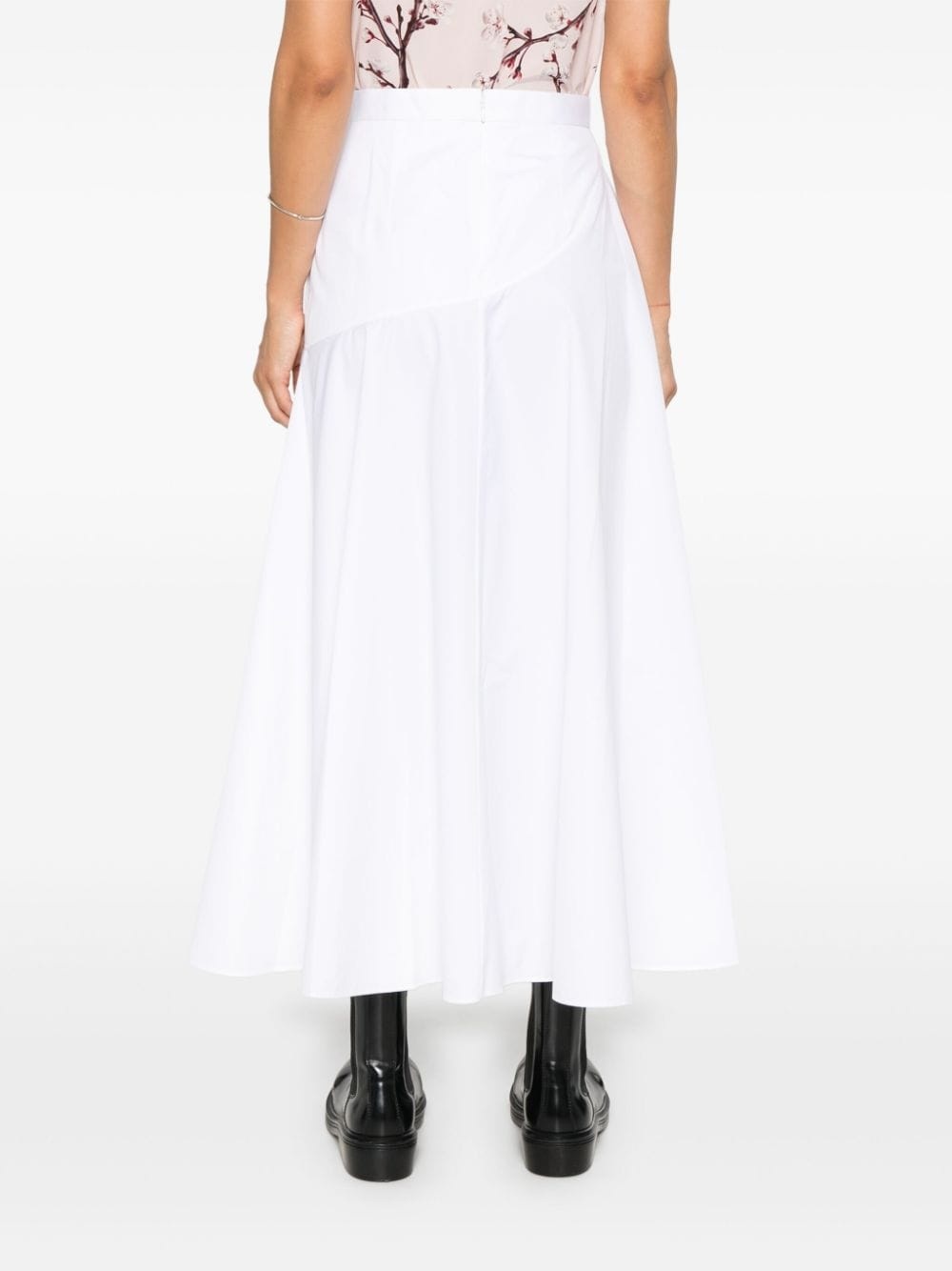 asymmetric flared midi skirt - 4