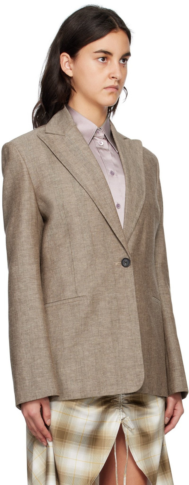GIA STUDIOS Brown Striped Blazer outlook