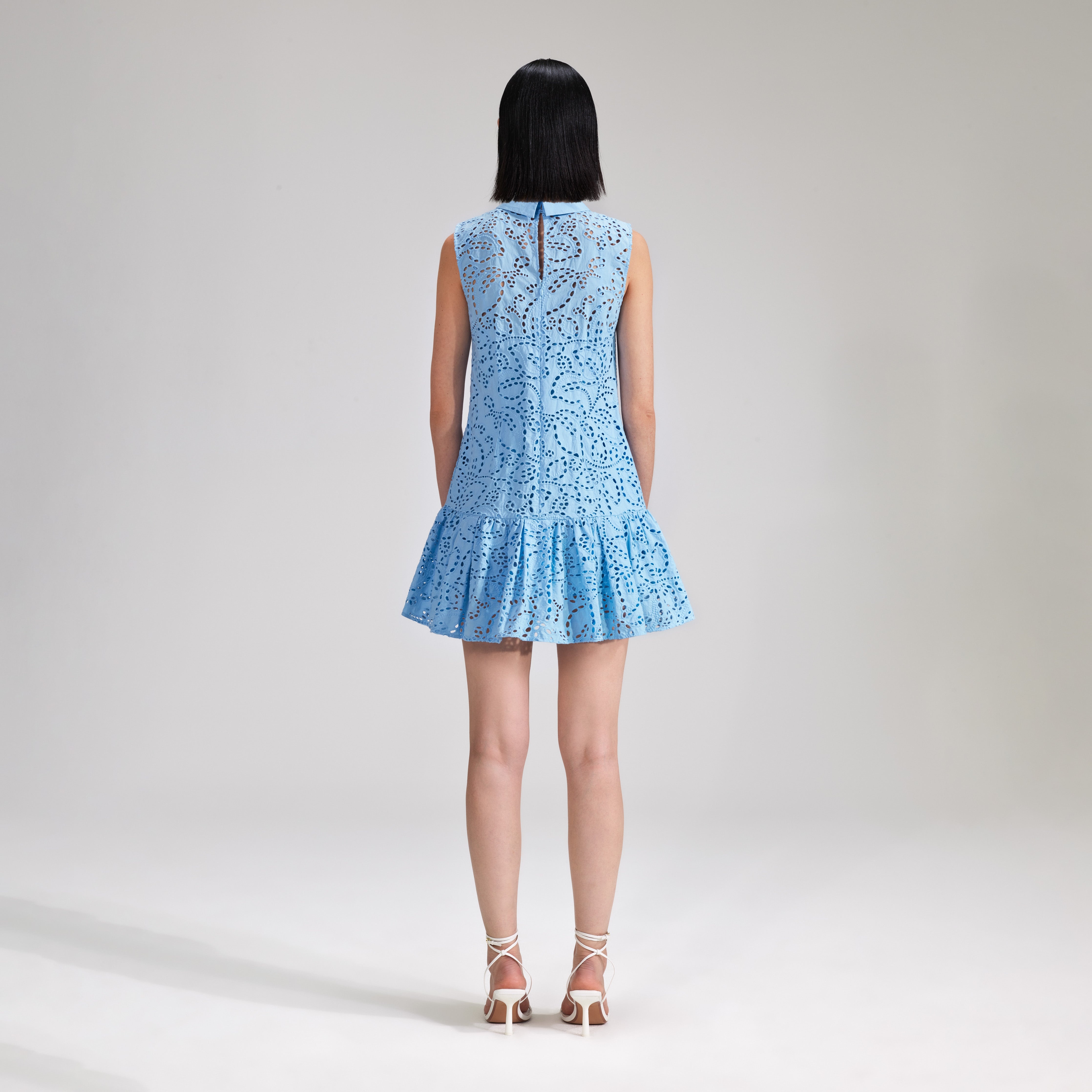 Blue Broderie Mini Dress - 3