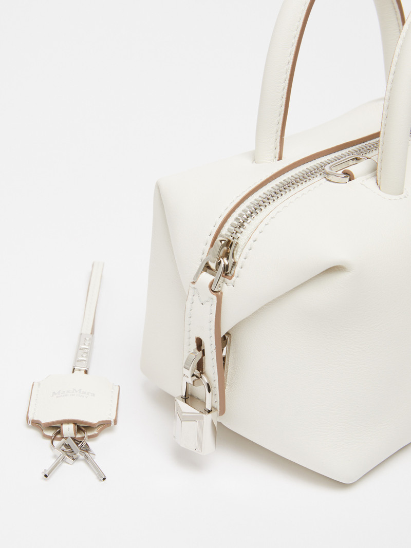 HOLDALLSPOCKET Small leather satchel bag with suede pocket detail 6