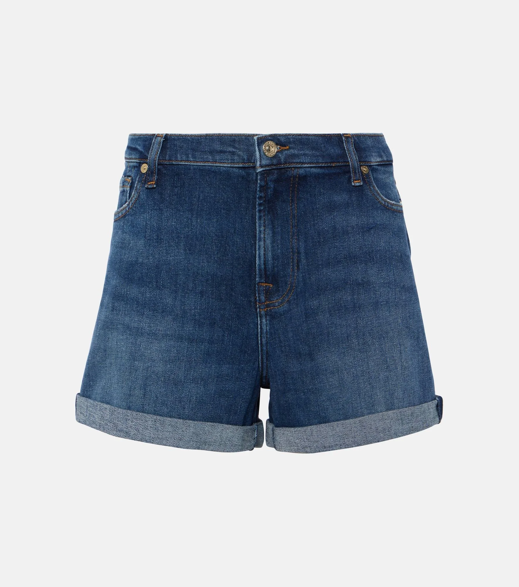Mid-rise denim shorts - 1