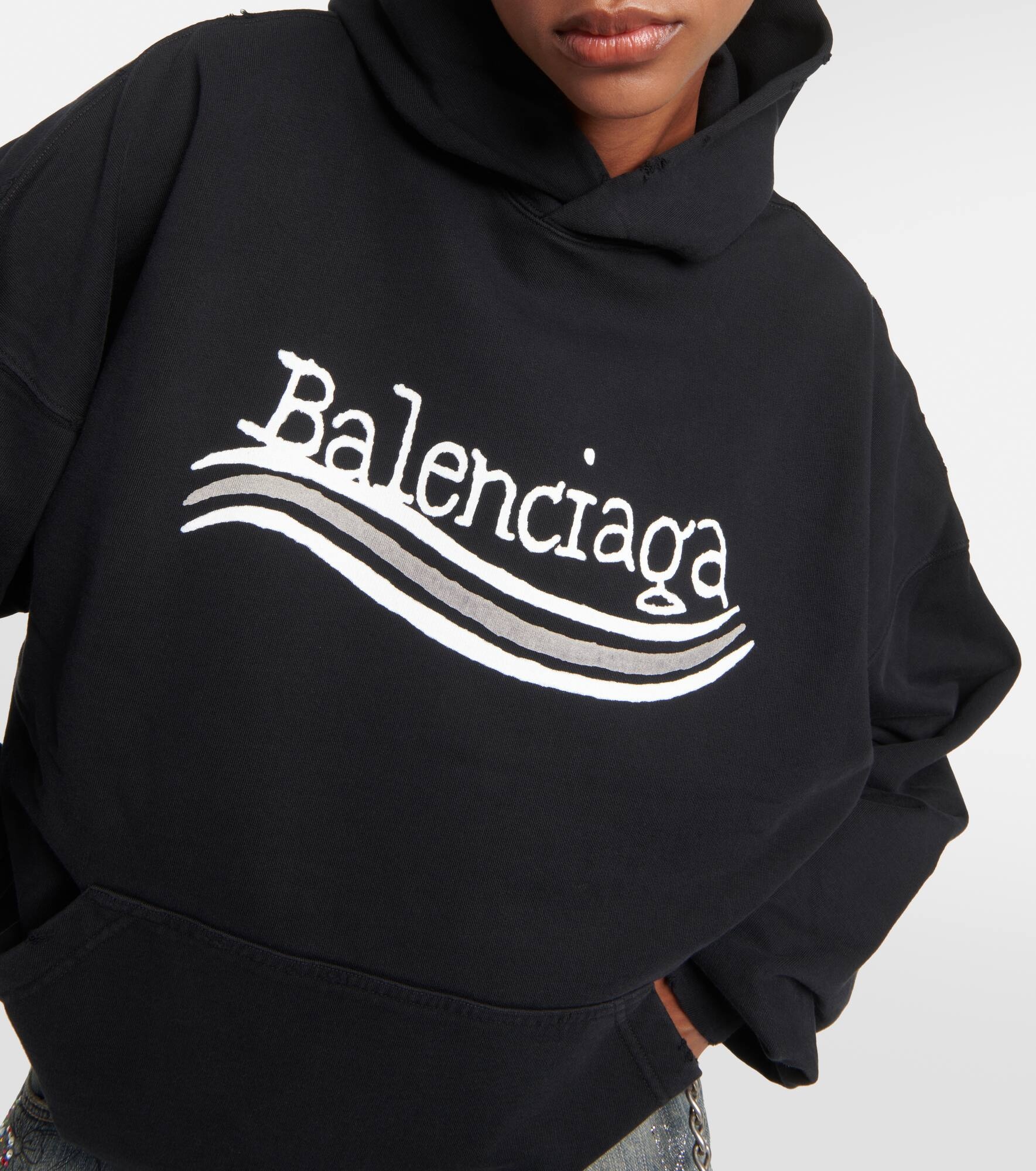 Printed cotton jersey hoodie - 4