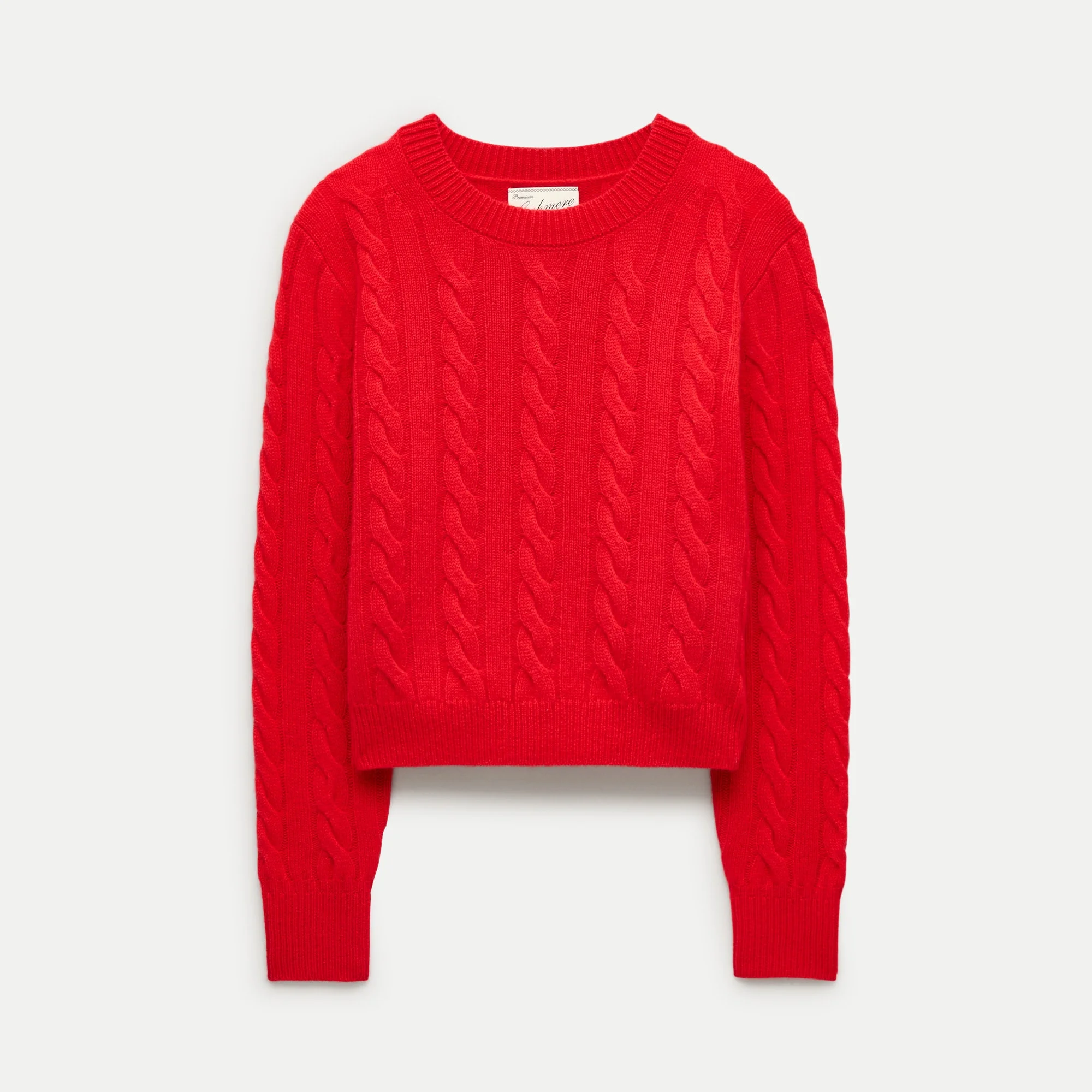 Cashmere shrunken crewneck in cable knit - 1