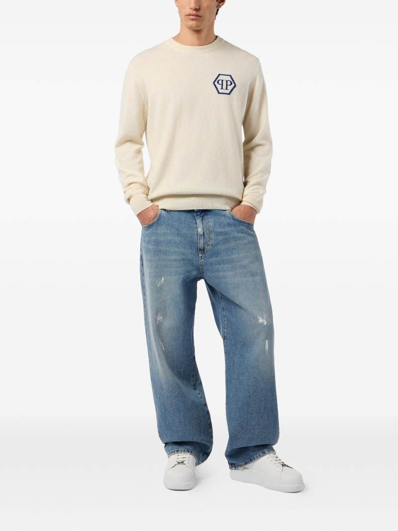 PHILIPP PLEIN jacquard hexagon cashmere knitwear outlook