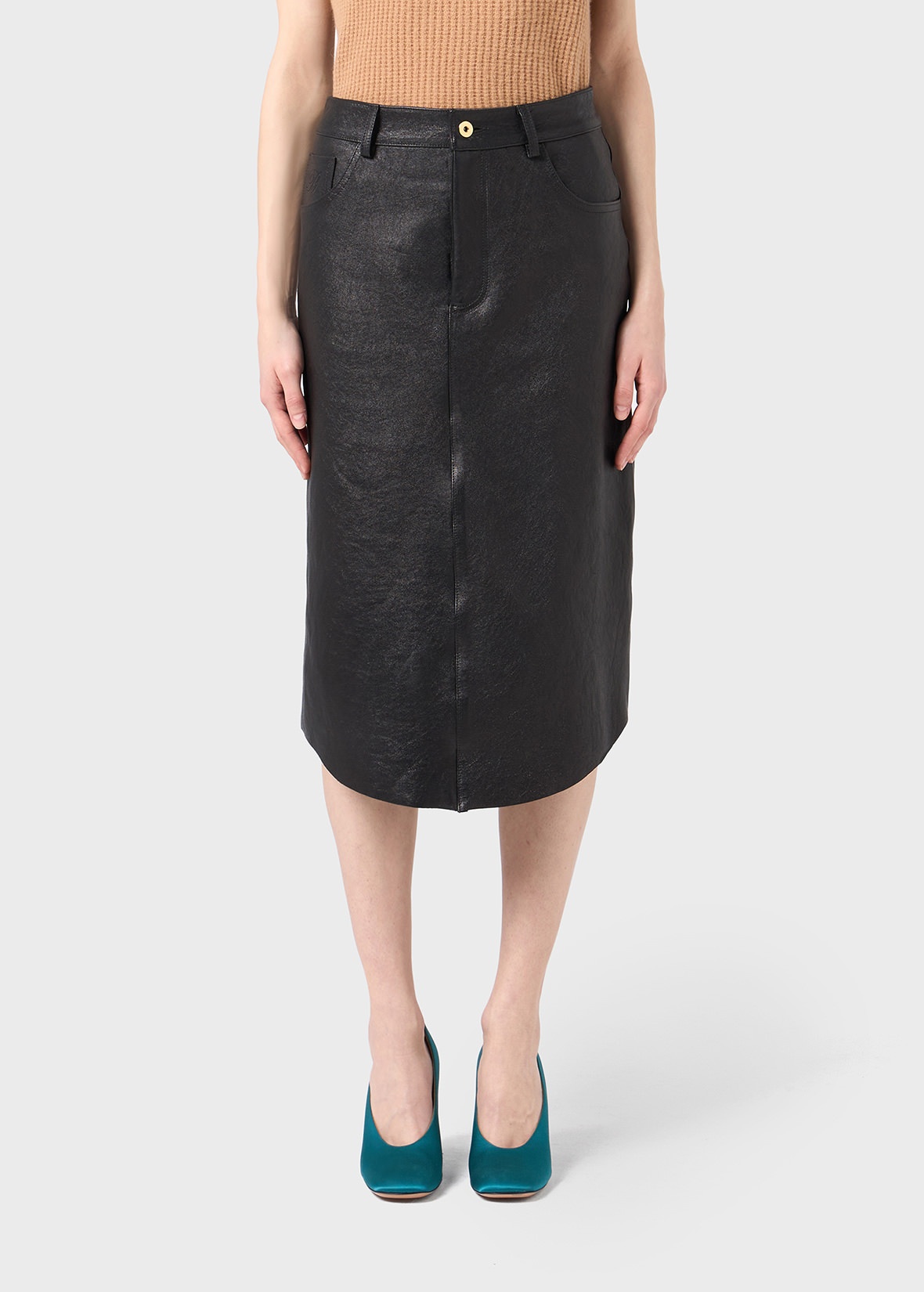 ASYMMETRIC LEATHER SKIRT - 3