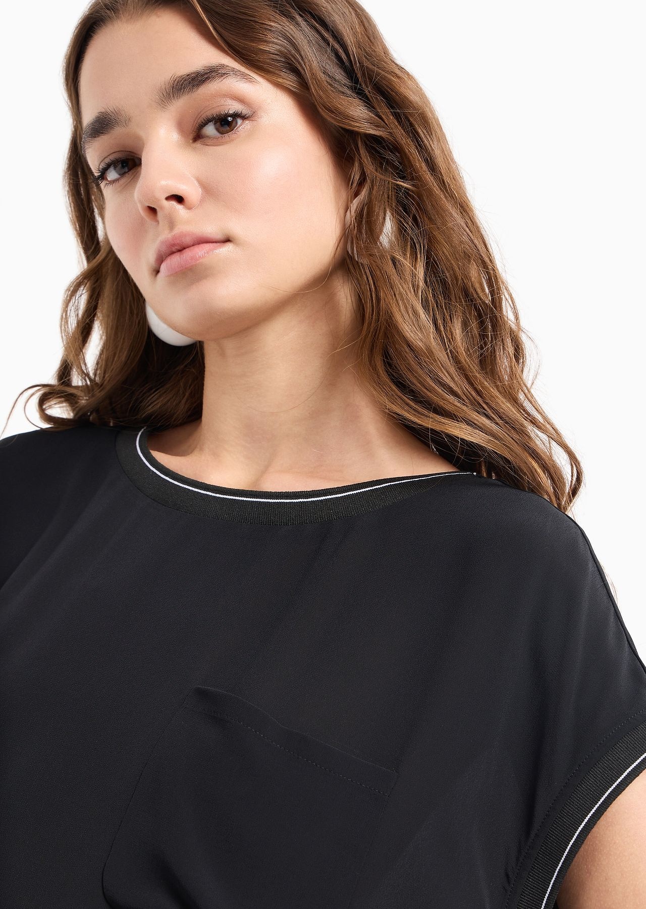 Short-sleeved viscose-crêpe blouse - 5
