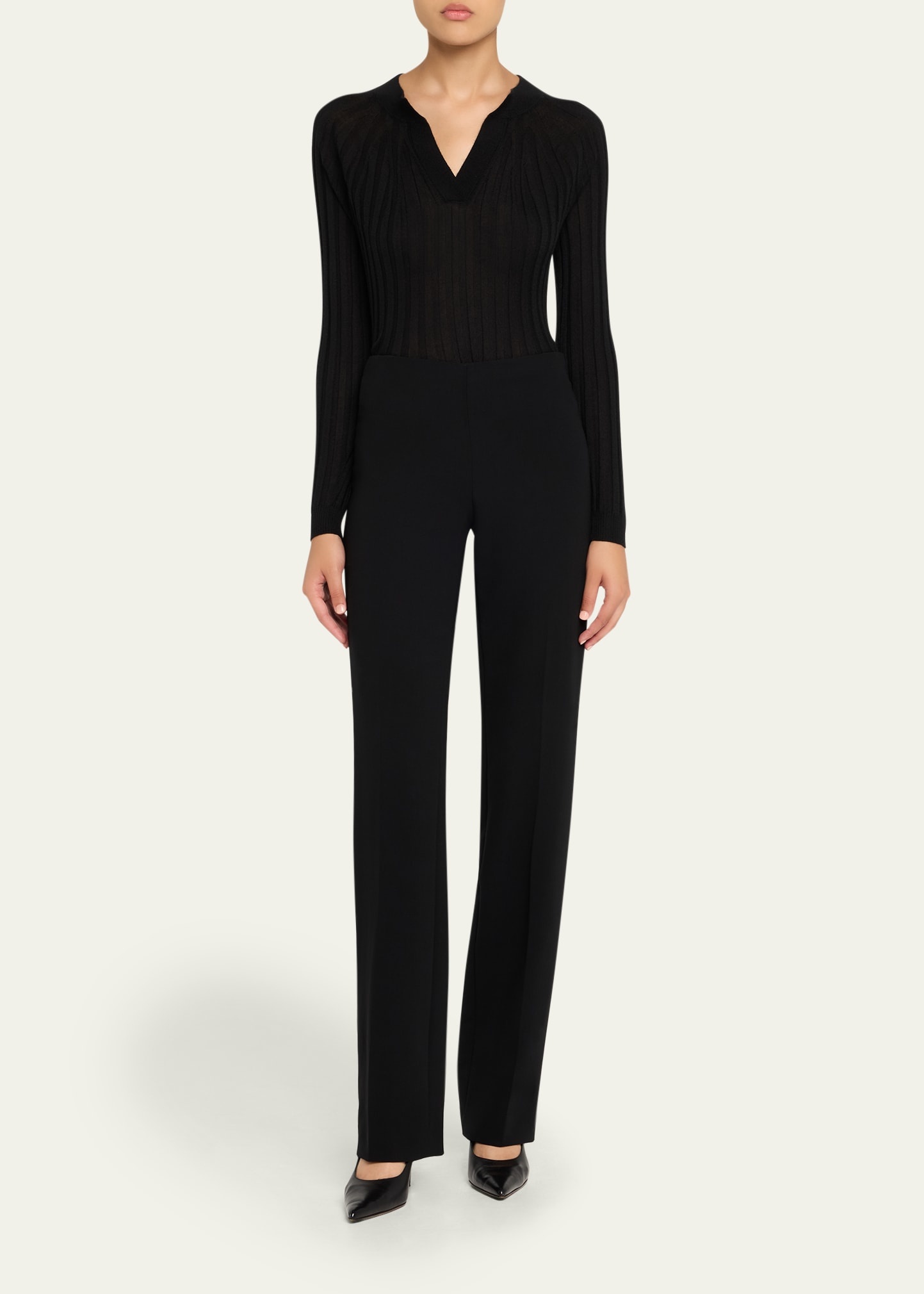 Cashmere-Silk Rib Knit Sweater - 2