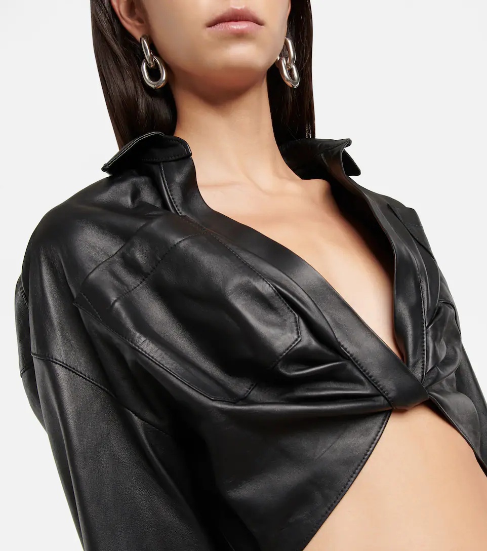 Leather crop shirt - 4
