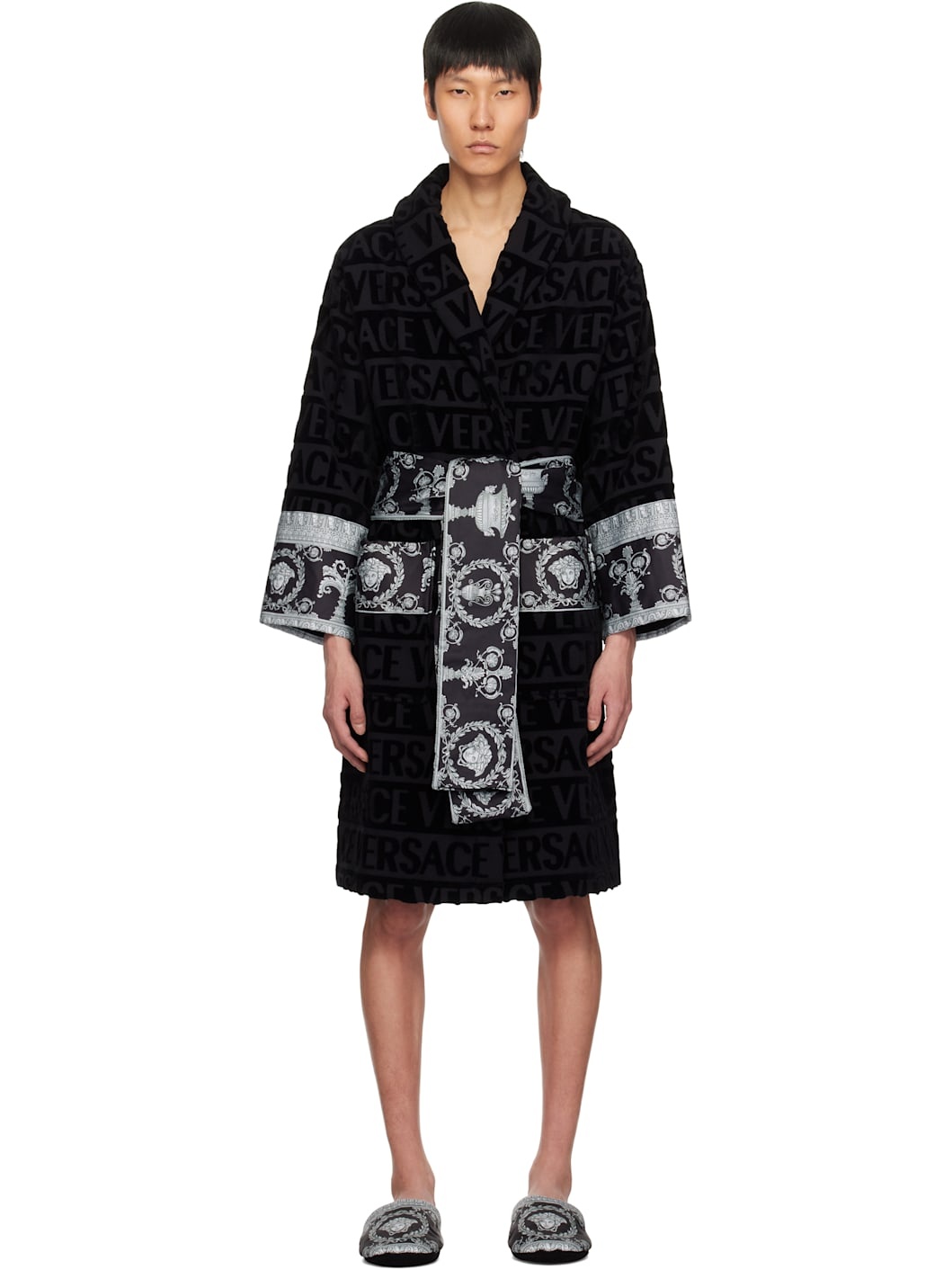 Black 'I Heart Baroque' Bathrobe - 1