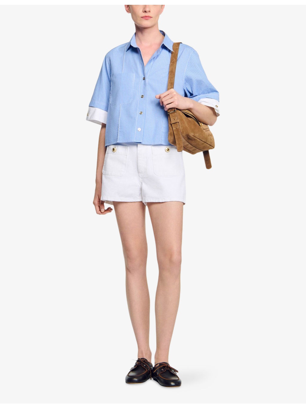 High-Rise Branded-Patch Denim Shorts - 2