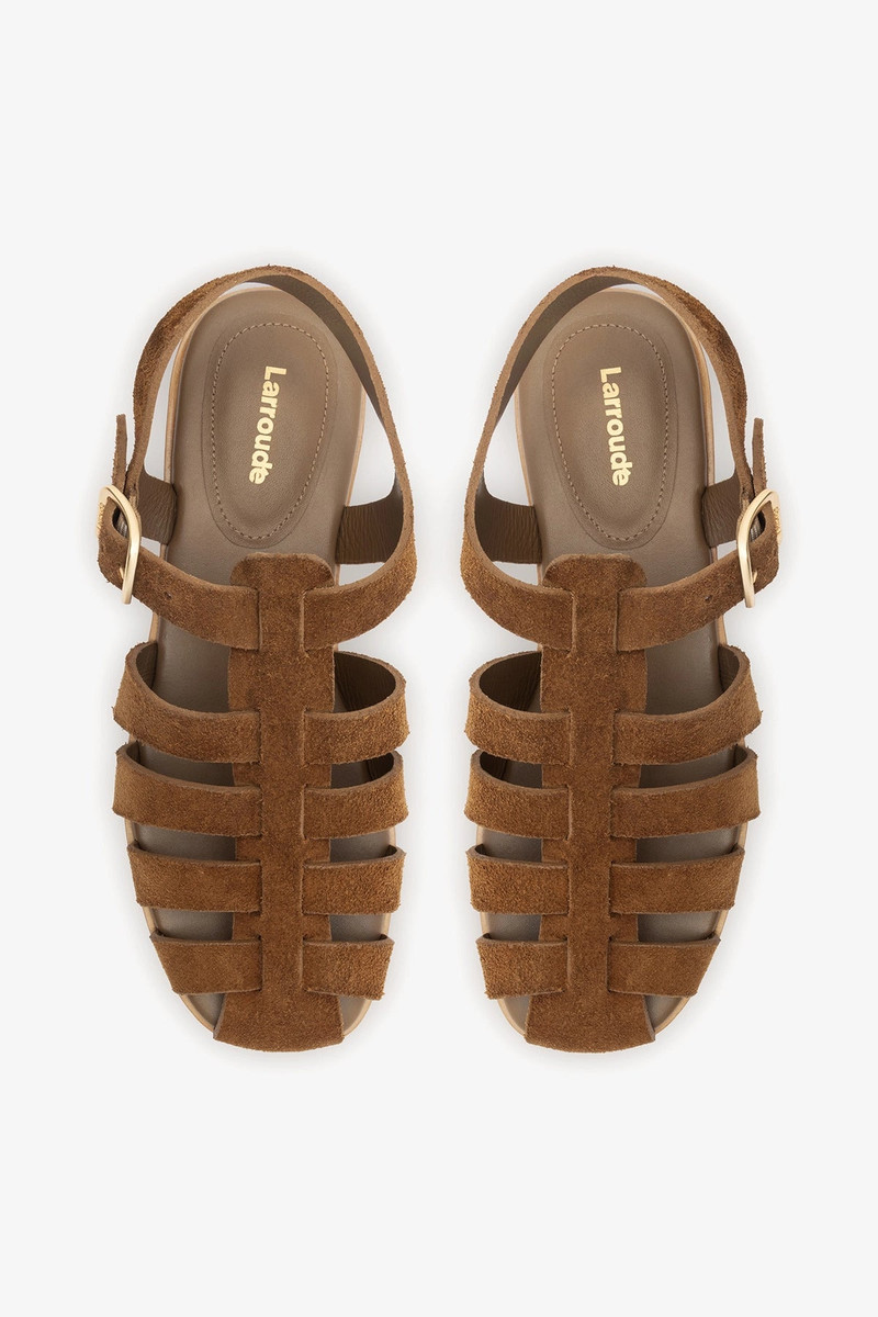 Stevie Flat Sandal In Russet Suede 5