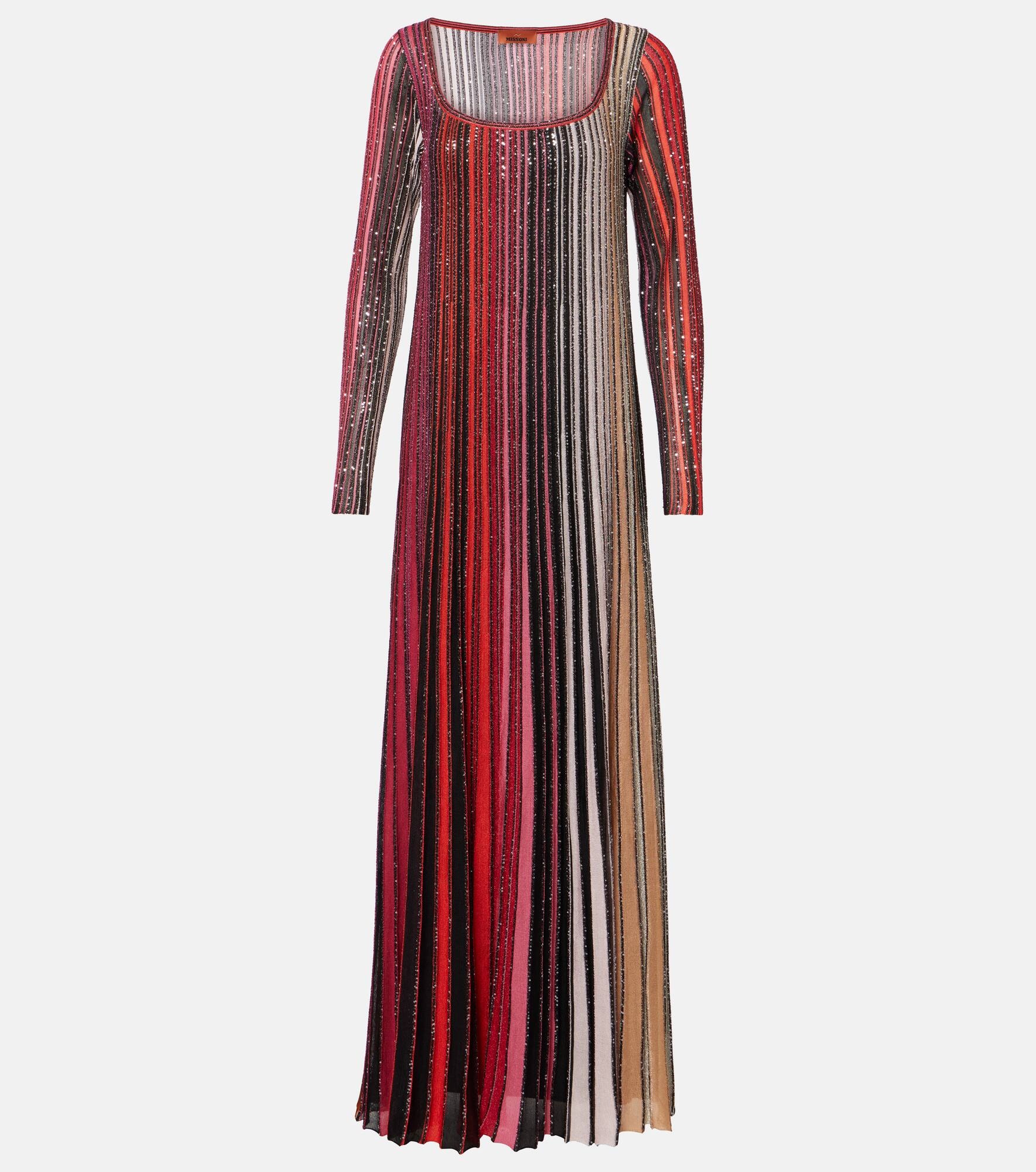 Striped plissé lamé maxi dress - 1