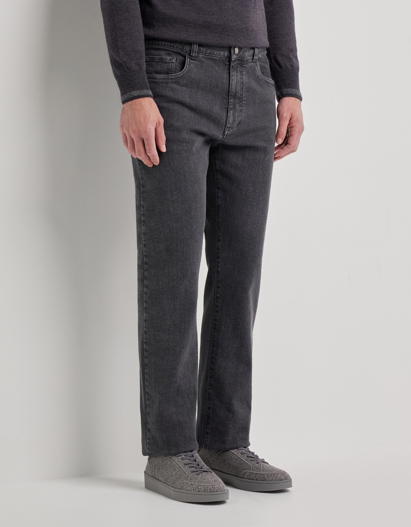 GREY FIVE-POCKET DENIM PANTS 3