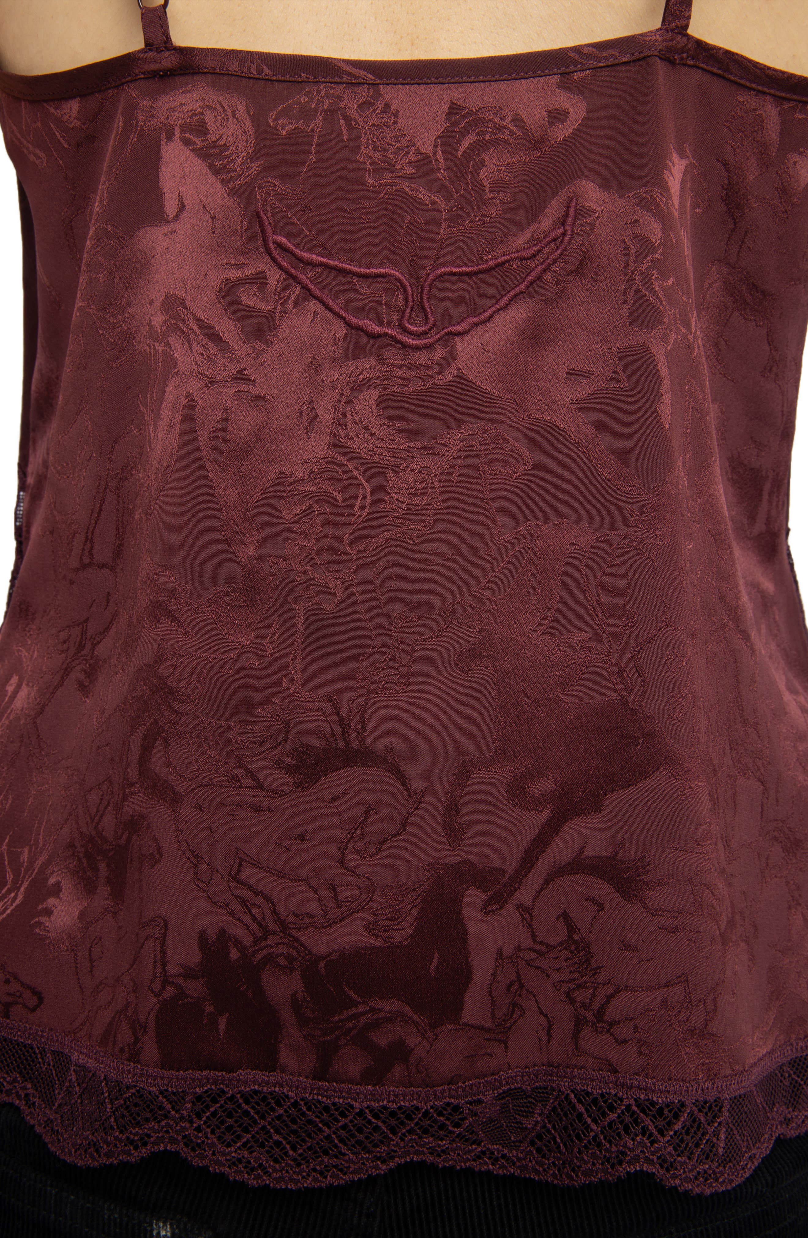 Zadig & Voltaire Cishi Silk Jacquard Camisole in Burgundy at Nordstrom - 6