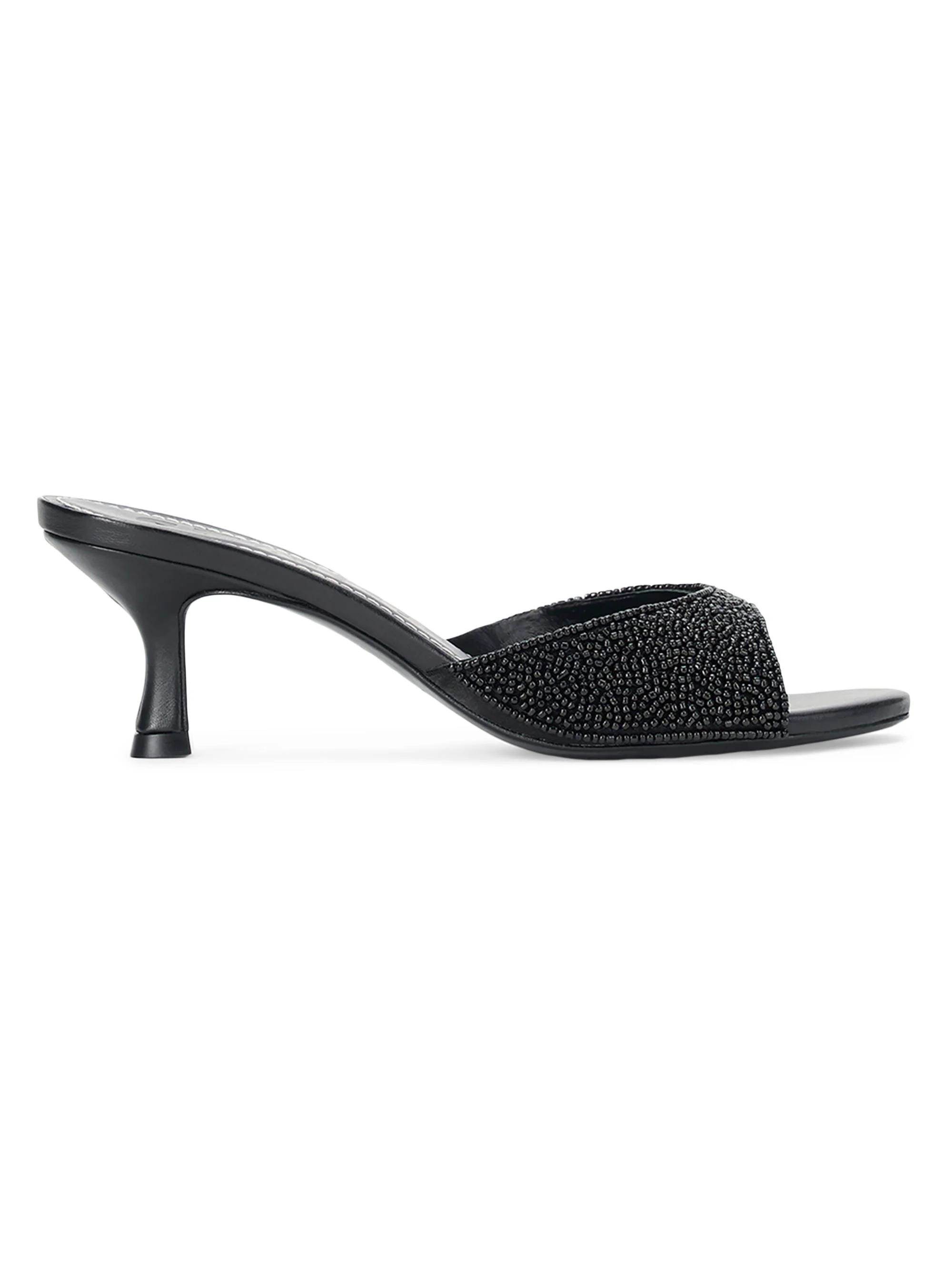 Women's Brigitte 55MM Beaded Kitten-Heel Sandals - Black - 1