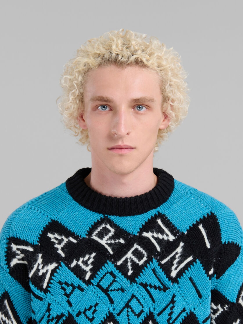 BLUE AND BLACK WOOL MARNI BLOCK JUMPER - 4