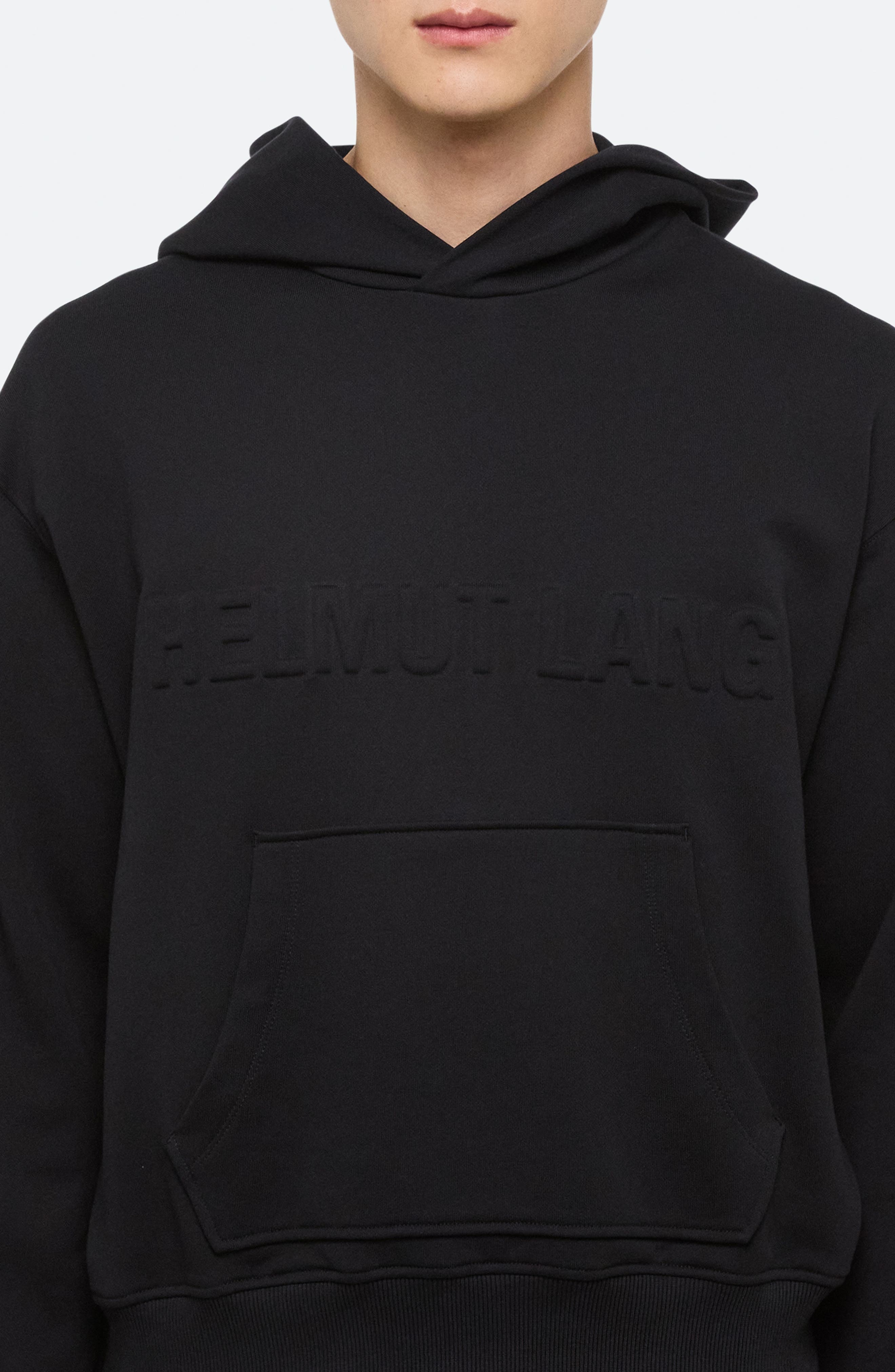 Helmut Lang Embossed Studio Logo Hoodie in Black at Nordstrom - 4