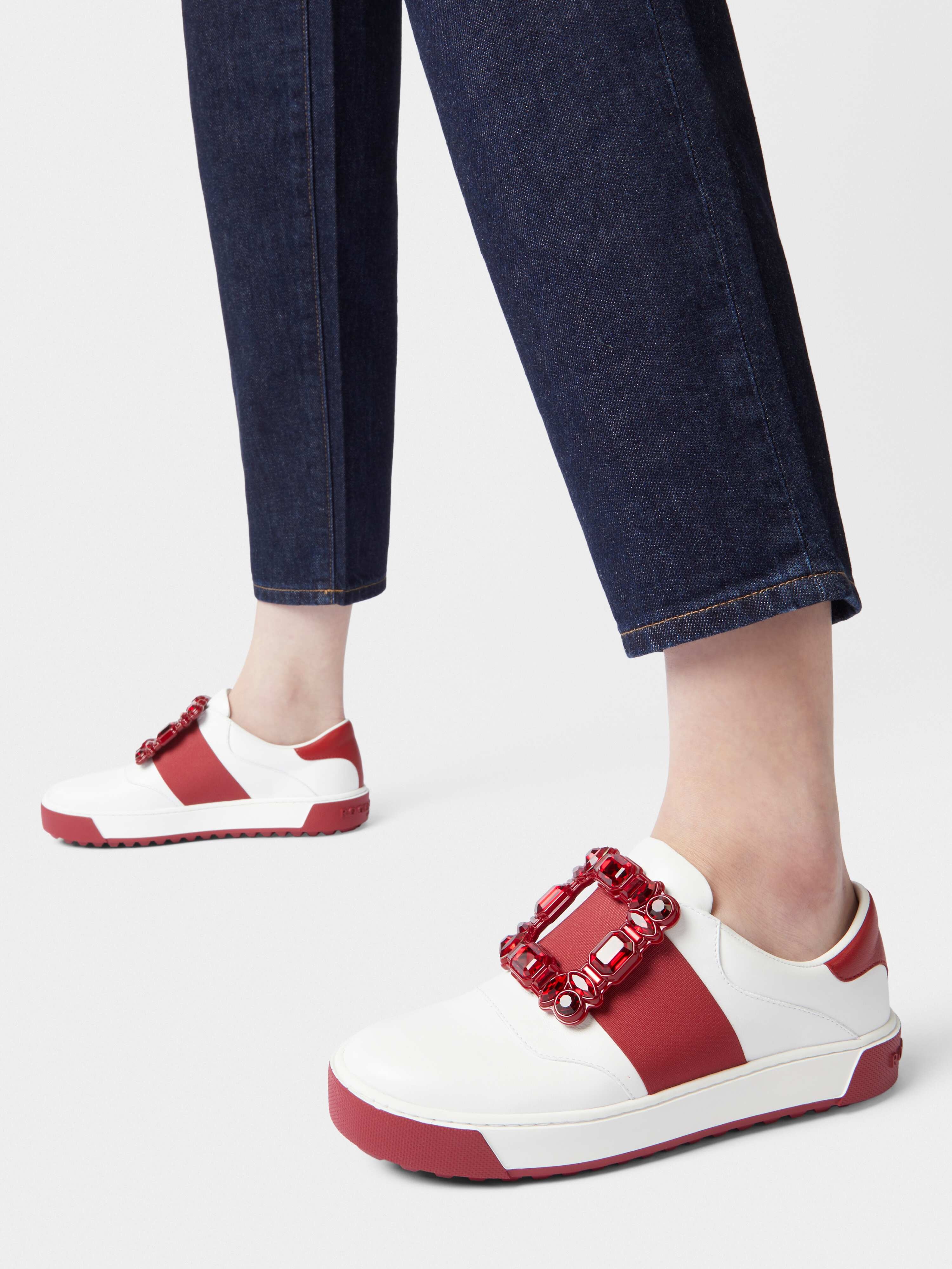 Very Vivier Strass Buckle Sneakers in Leather - 2