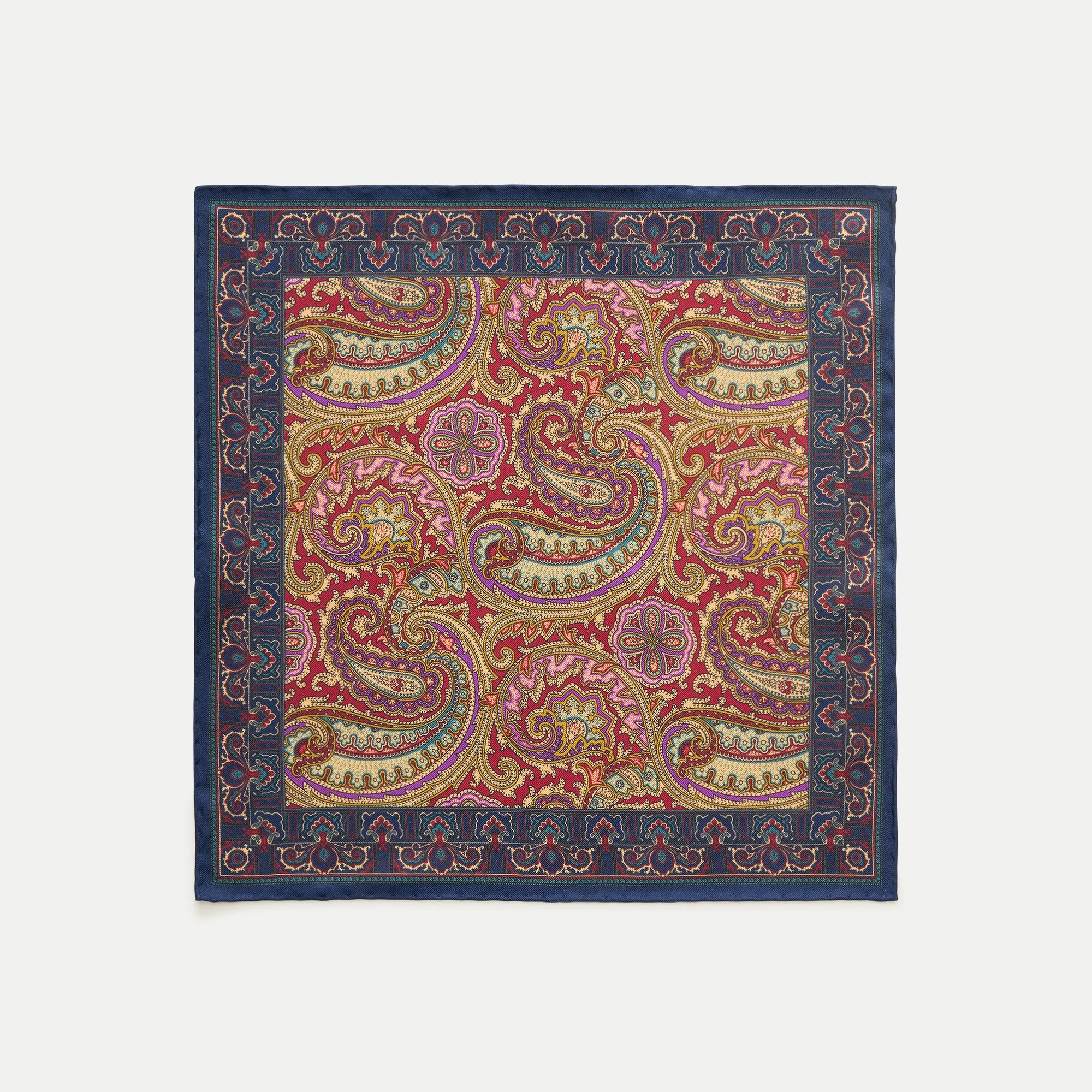 English silk pocket square in paisley - 1
