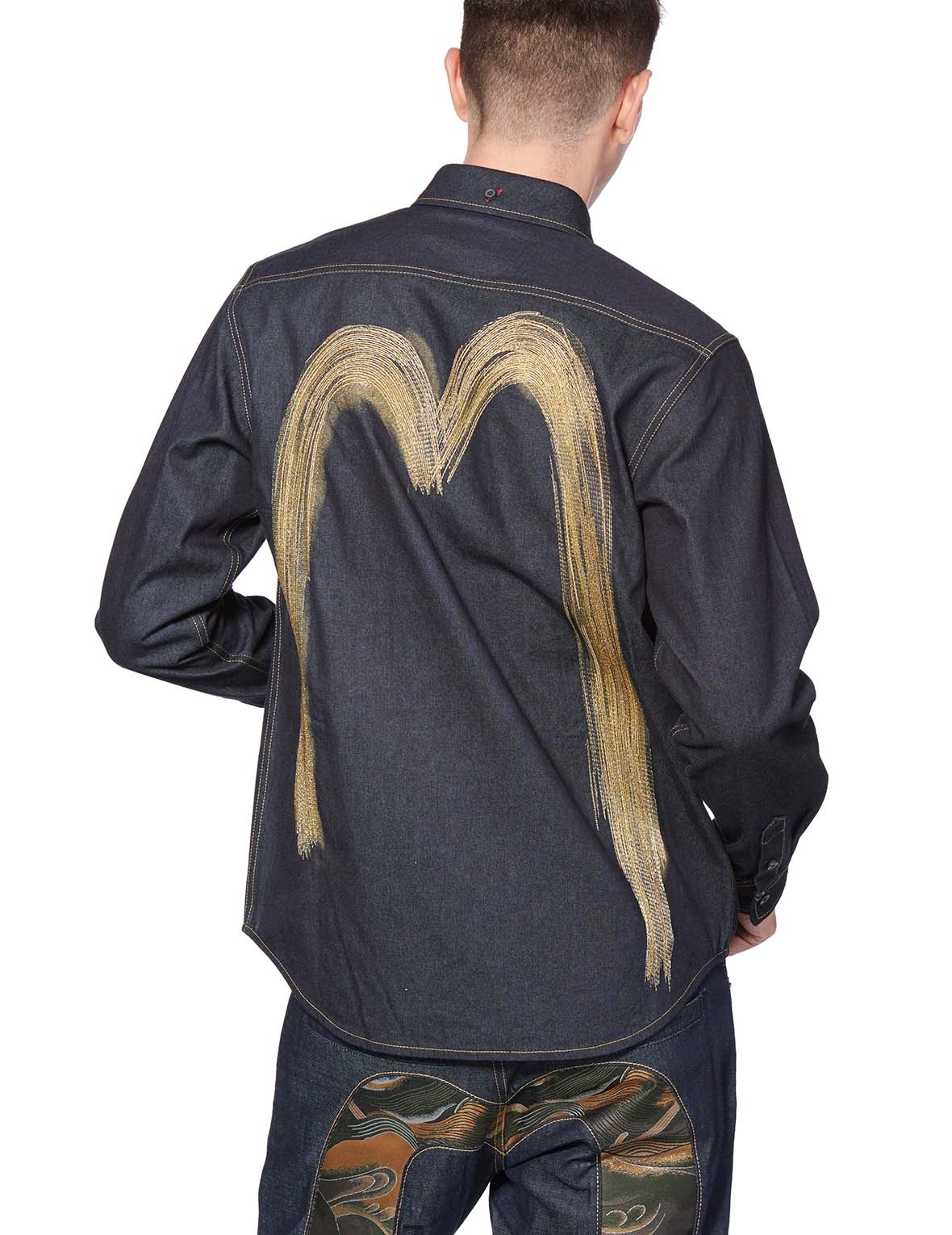 INK-LIKE EFFECT DAICOCK EMBROIDERED DENIM SHIRT - 3