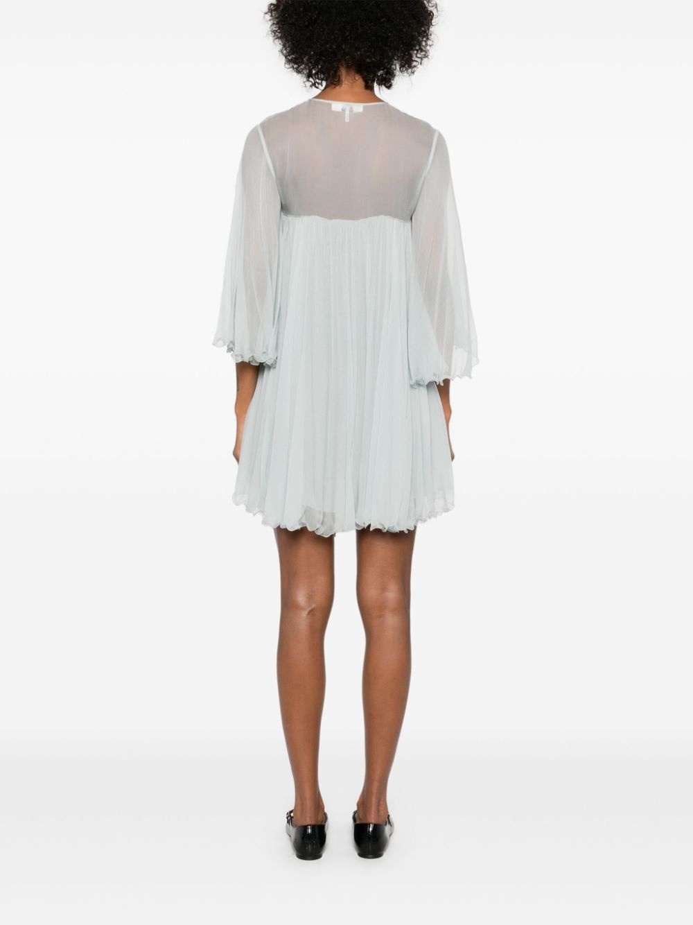 pleated silk mini dress - 4