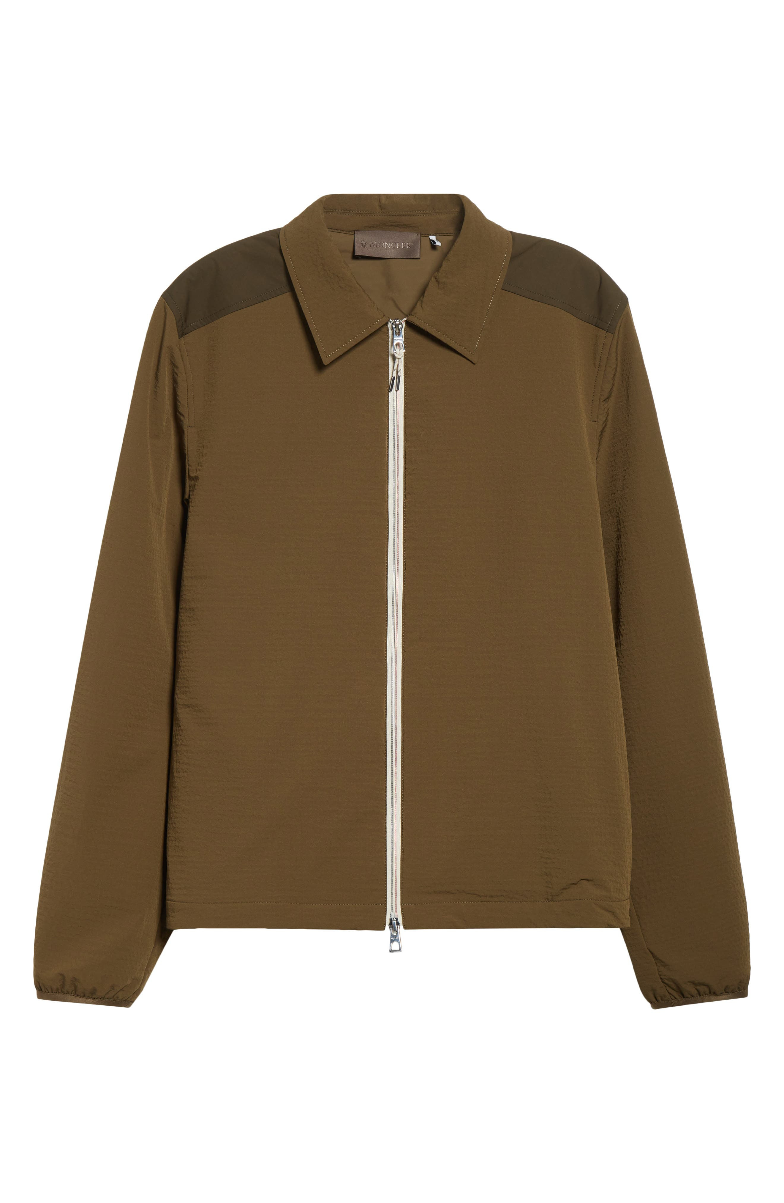 Moncler Padded Seersucker Zip Shirt Jacket in Beech at Nordstrom - 5