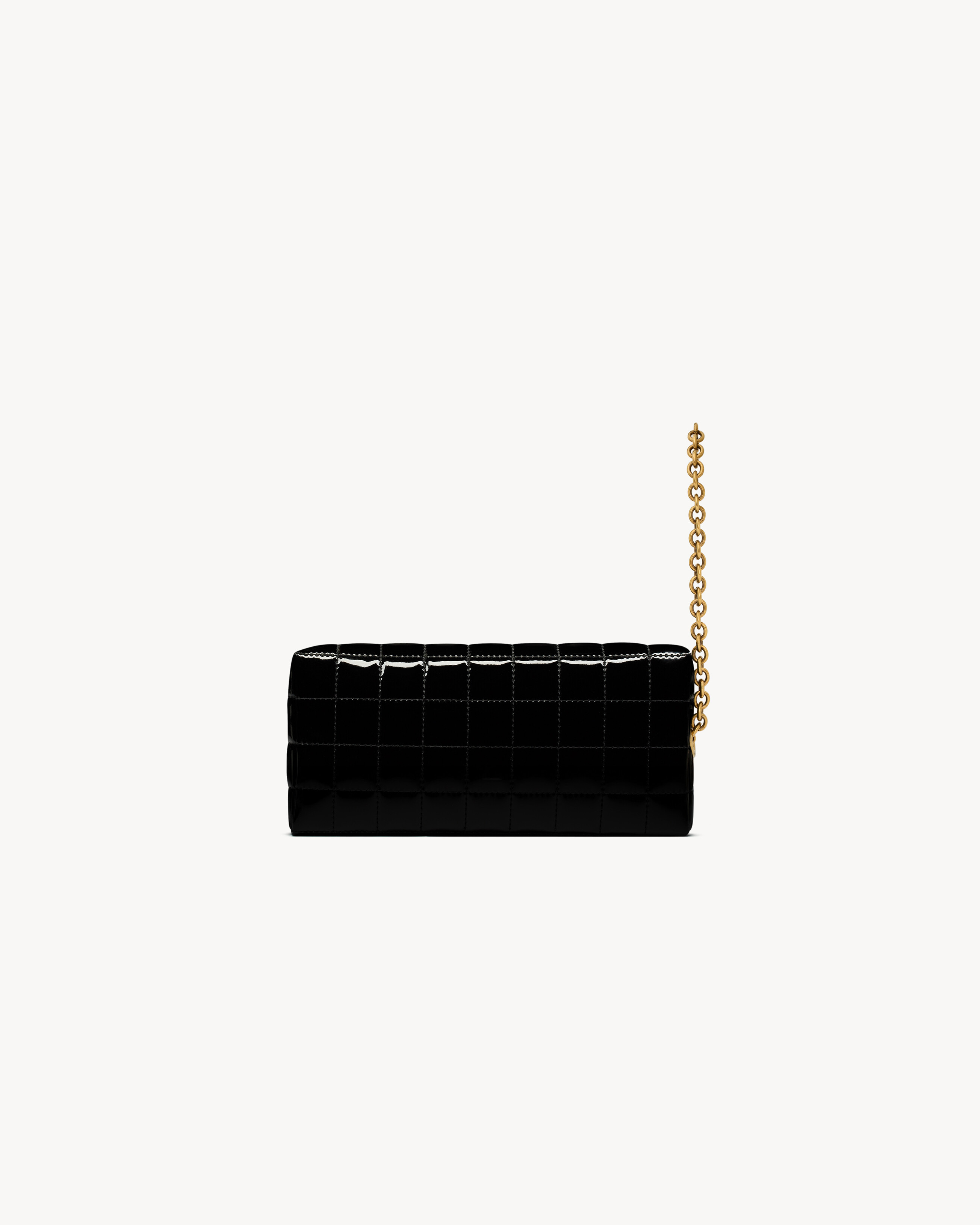CASSANDRE MATELASSÉ CARRÉ POUCH ON CHAIN IN SHINY CANVAS - 3