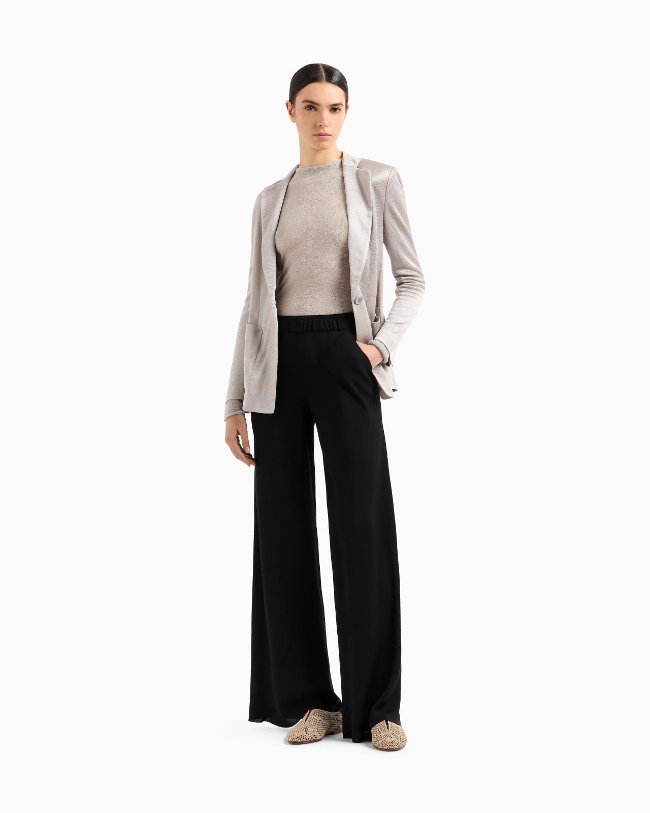 TRIPLE SILK GEORGETTE FLARED TROUSERS - 2