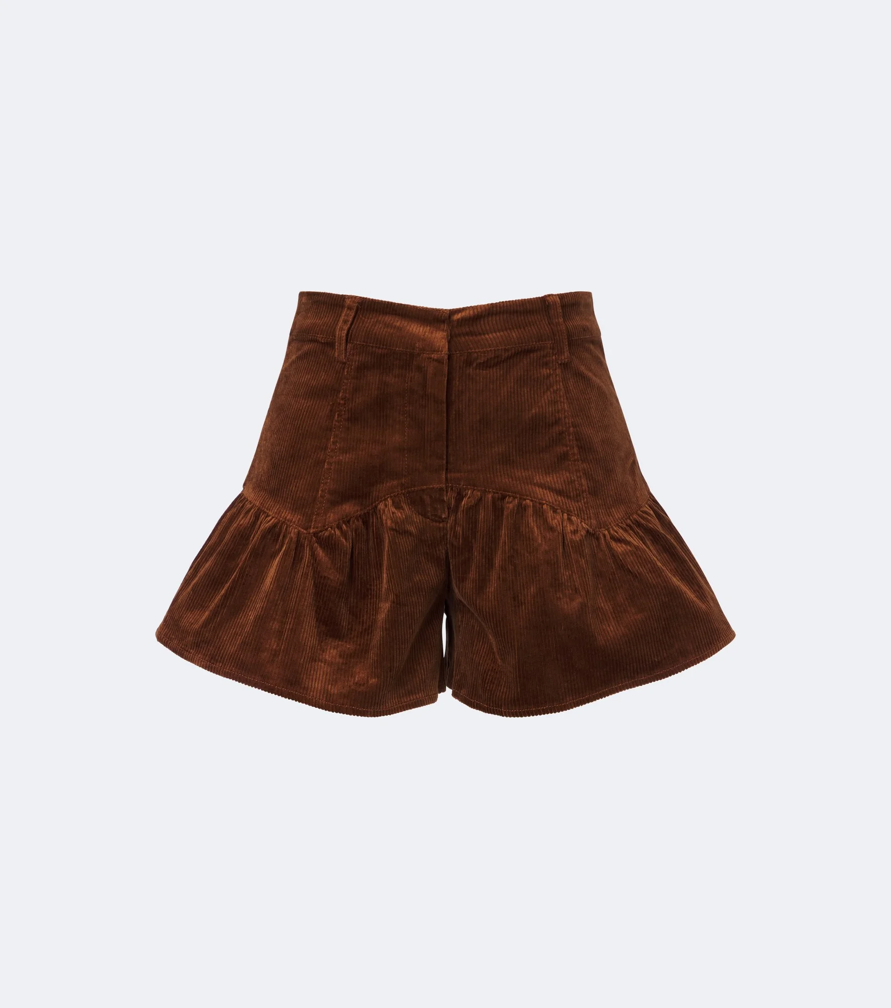 Ruffled cotton-blend corduroy shorts - 1