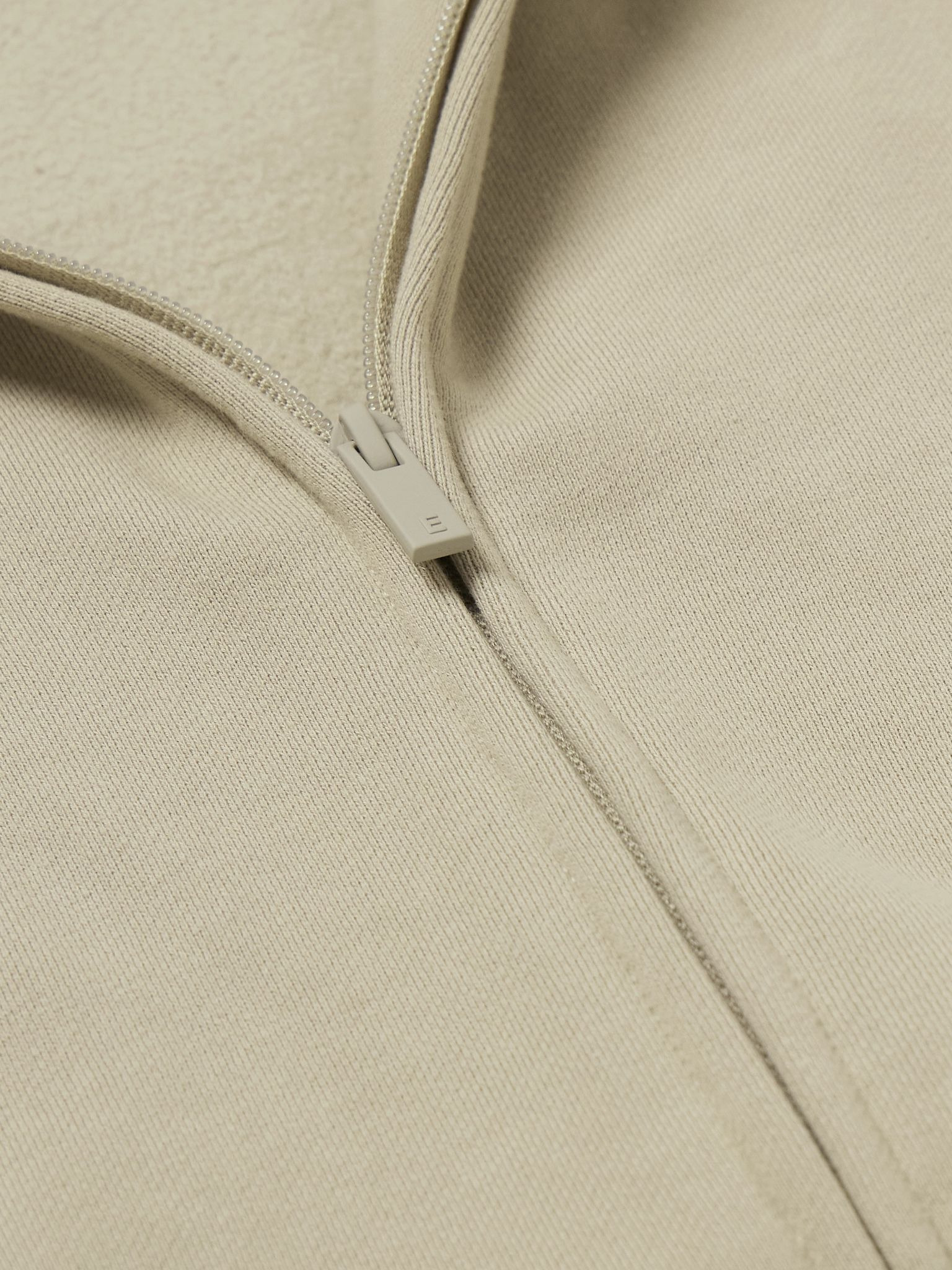 Oversized Logo-Appliquéd Cotton-Blend Jersey Zip-Up Sweatshirt Beige - 4