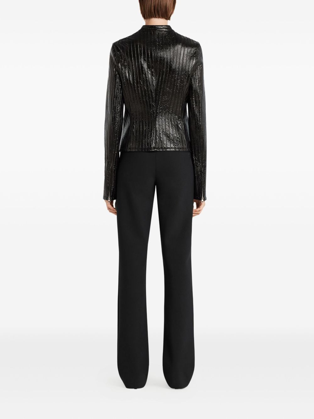 ribbed leather jacket - 4
