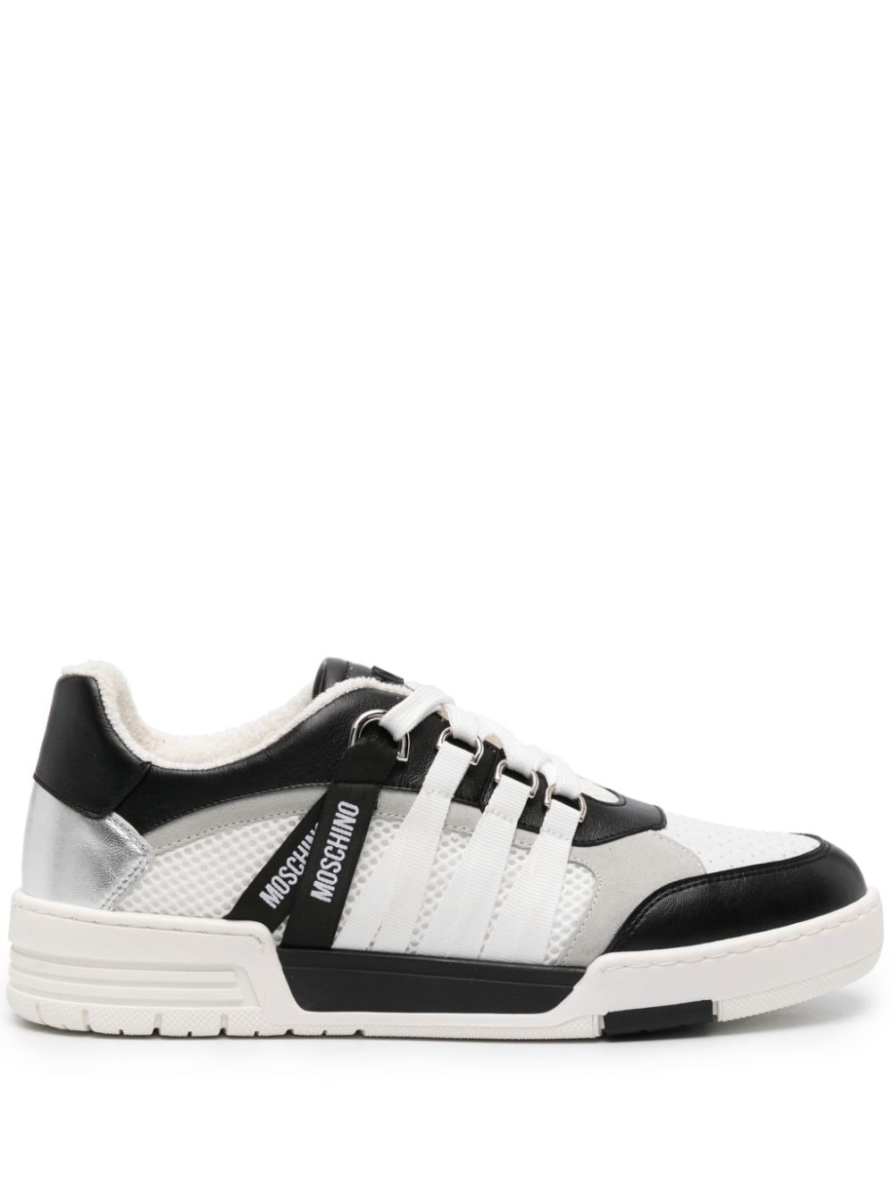 logo-tape leather sneakers - 1