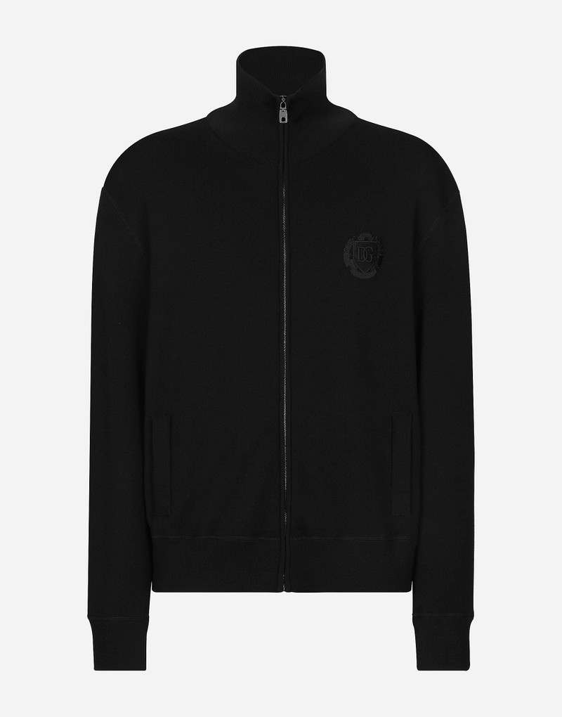 Cashmere and silk zip-up sweatshirt with DG patch 1
