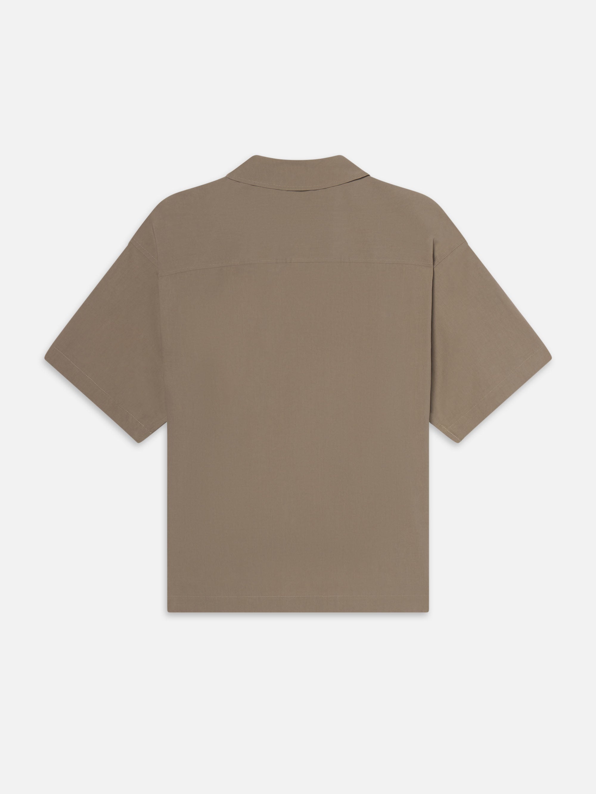 Light Poplin Zip Shirt in Smoky Mocha - 3