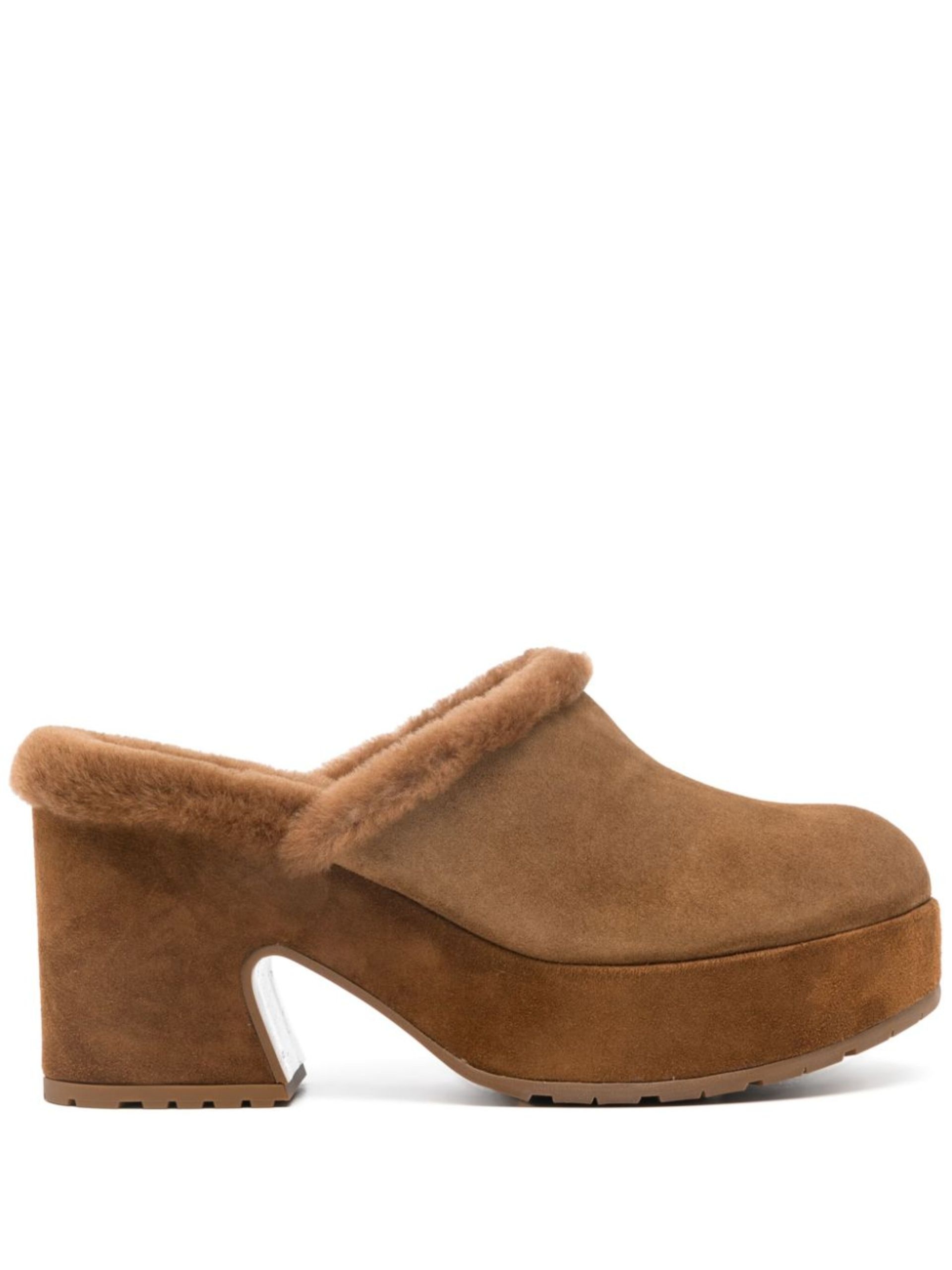 Brown 95mm Platform Suede Mules - 1