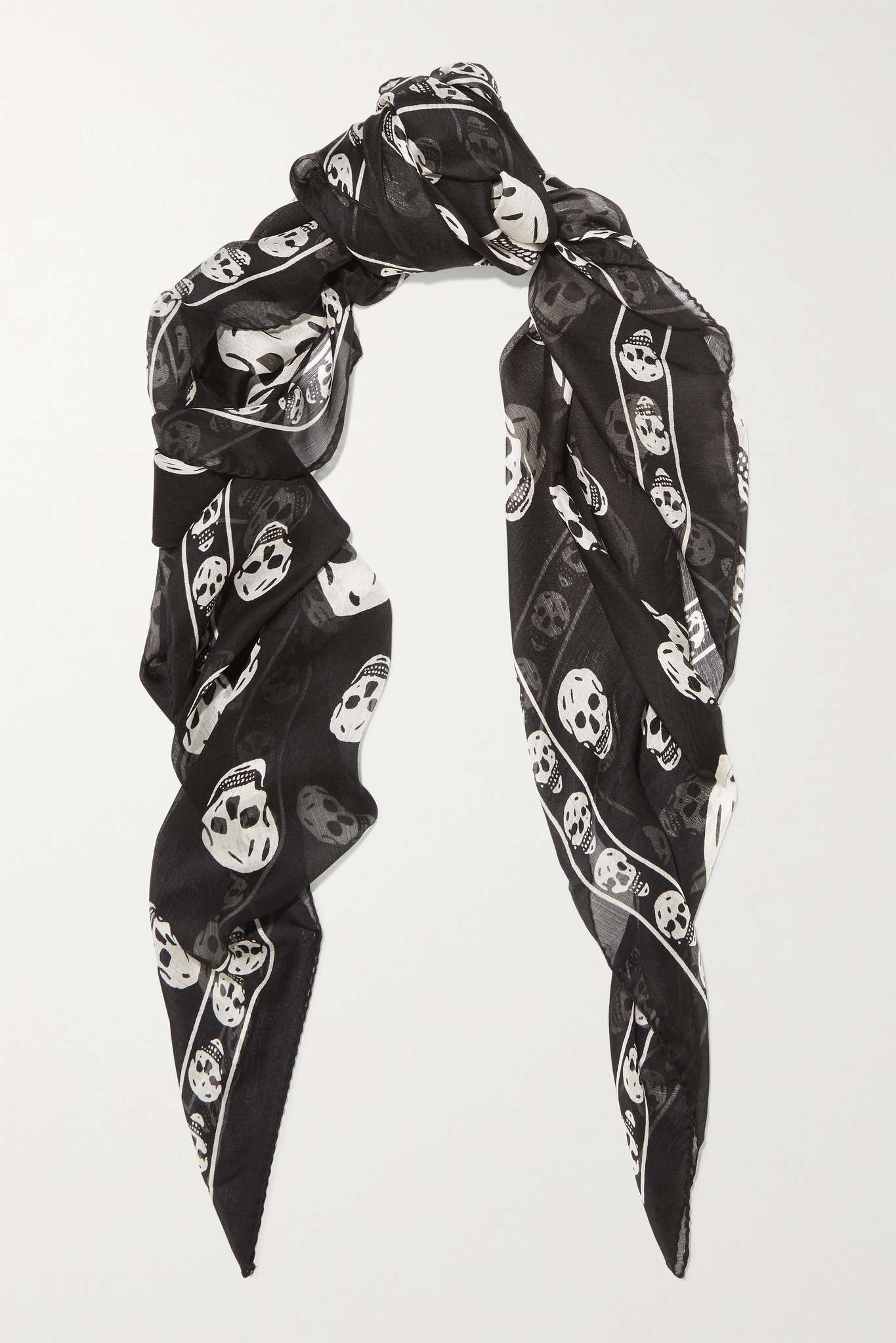 Alexander McQueen Printed silk-chiffon scarf Black | REVERSIBLE