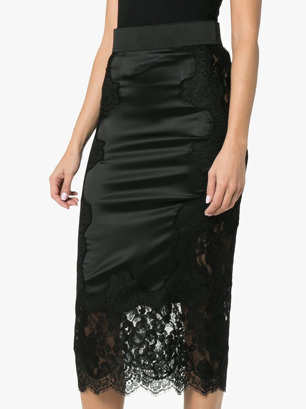 high waisted lace detail skirt - 3