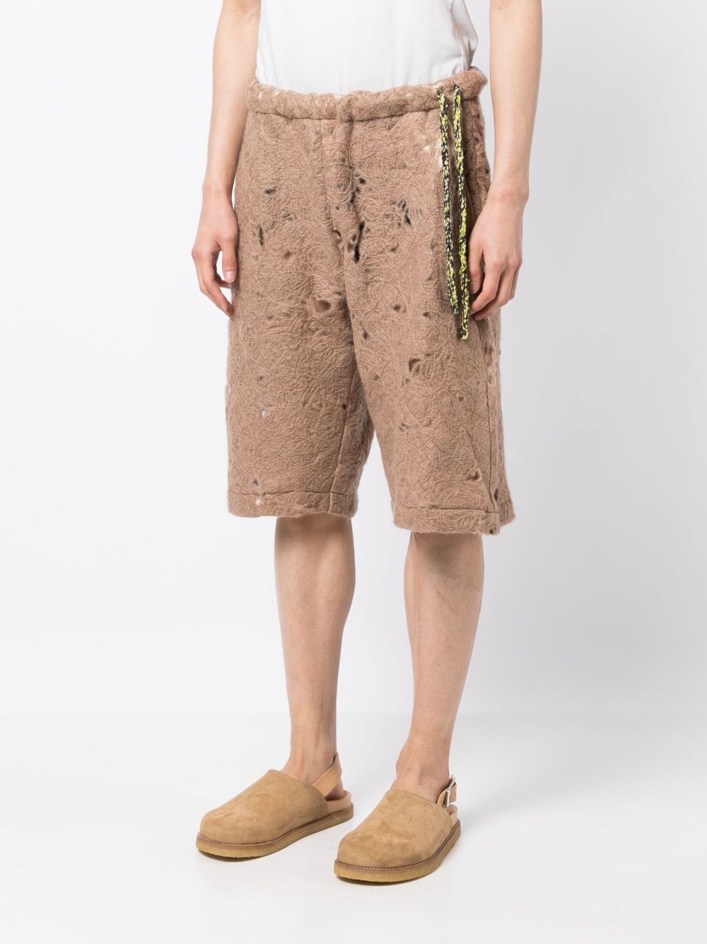 distressed open-knit shorts - 3